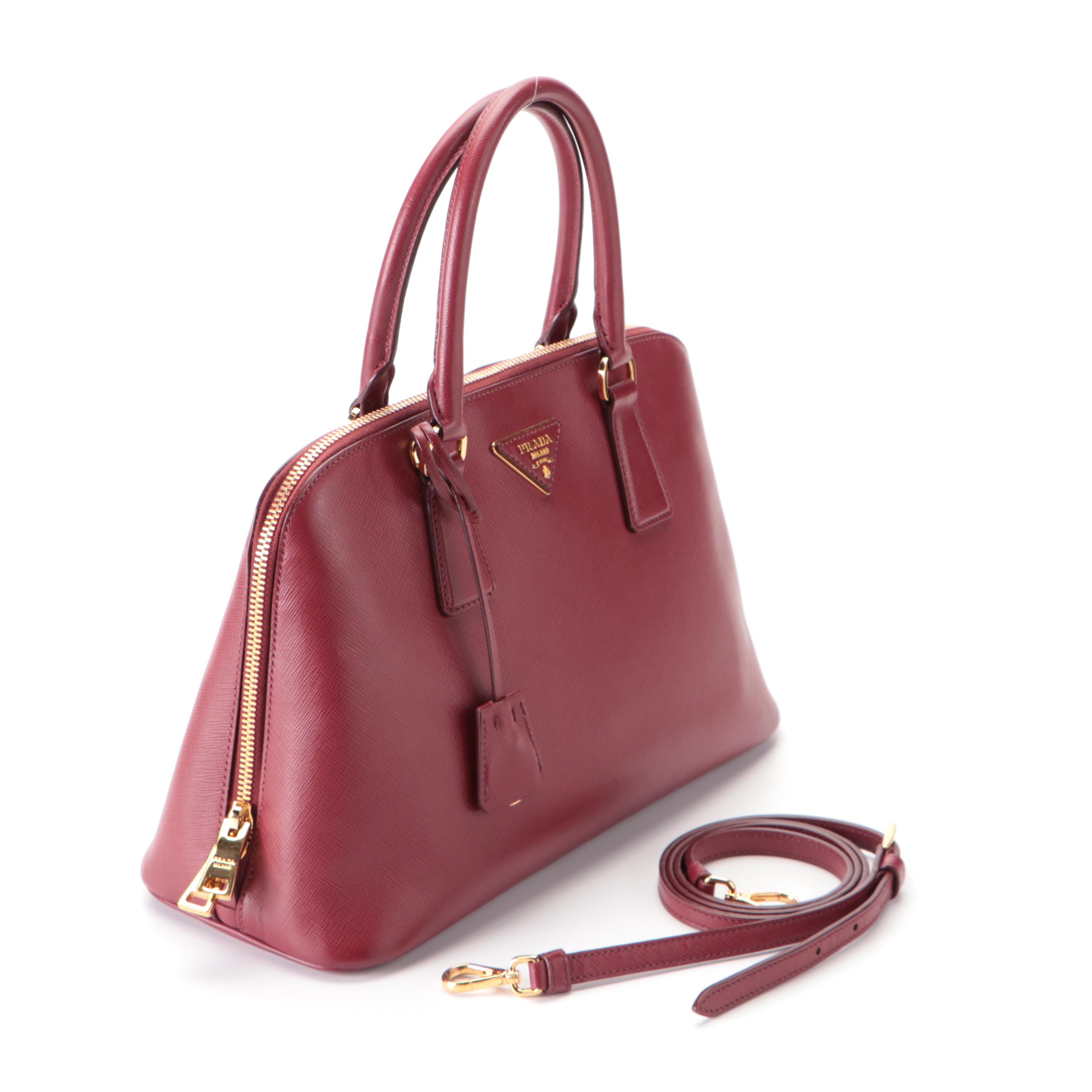 Prada Two-Way Galleria Bag in Red Saffiano Leather
