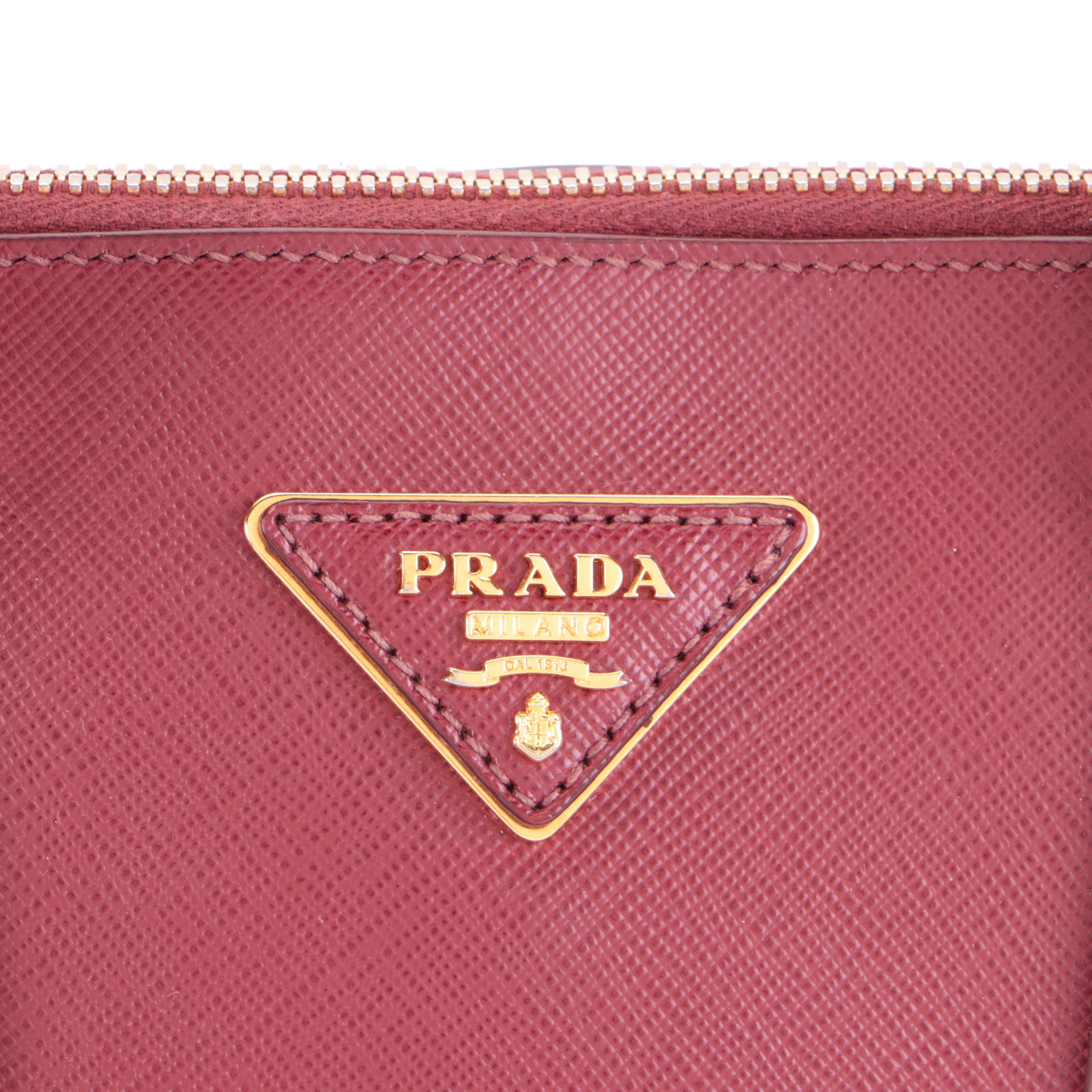 Prada Two-Way Galleria Bag in Red Saffiano Leather