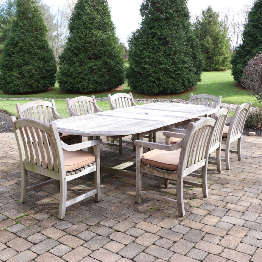 Bristol Teak Patio Extendable Dining Set with Eight Armchairs