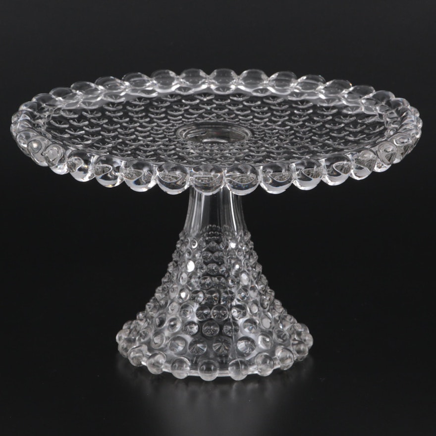 Duncan and Miller Pressed Glass "Old Hobnail" Cake Stand, Early-Mid 20th Century