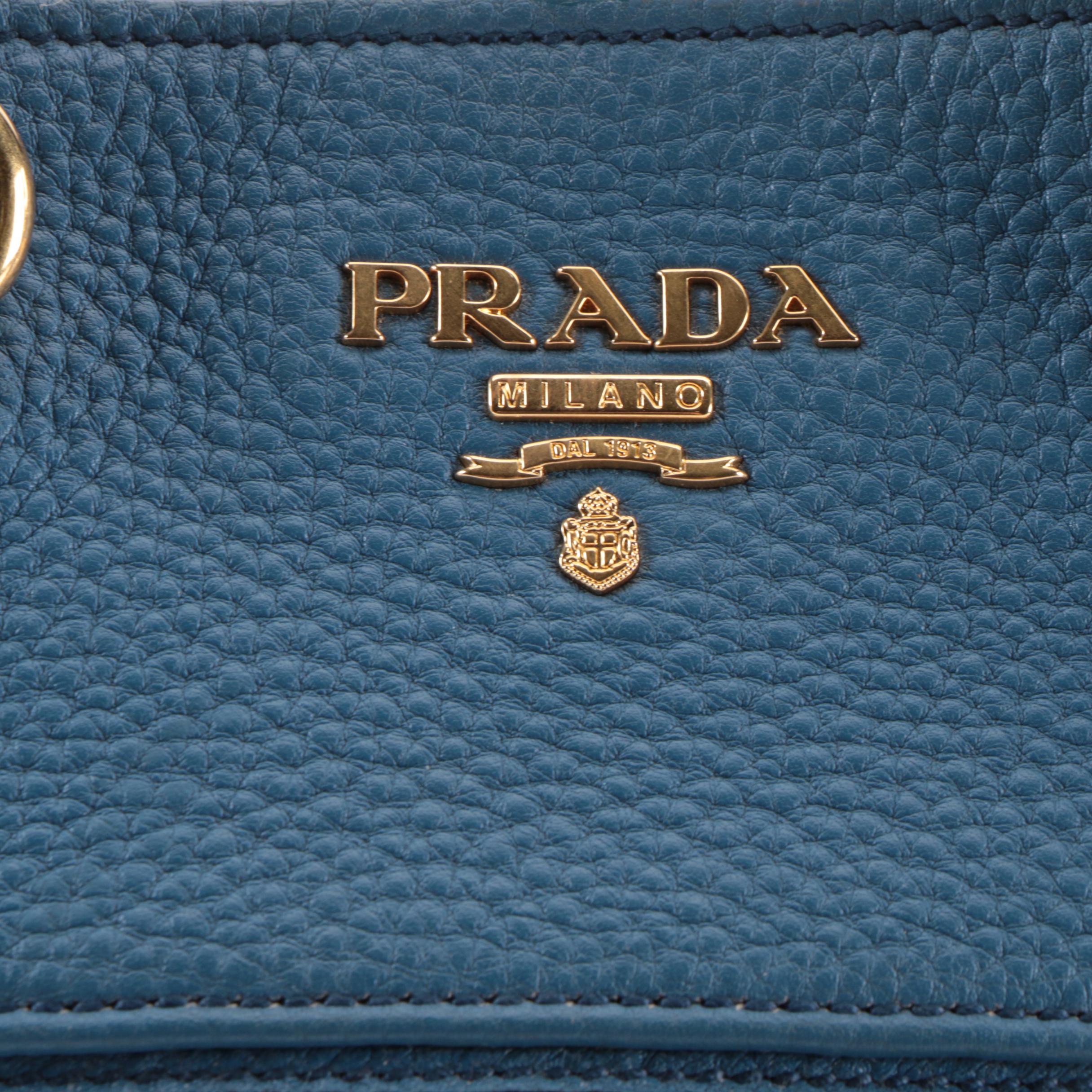 Prada Two Handle Satchel in Cobalt Vitello Daino Leather