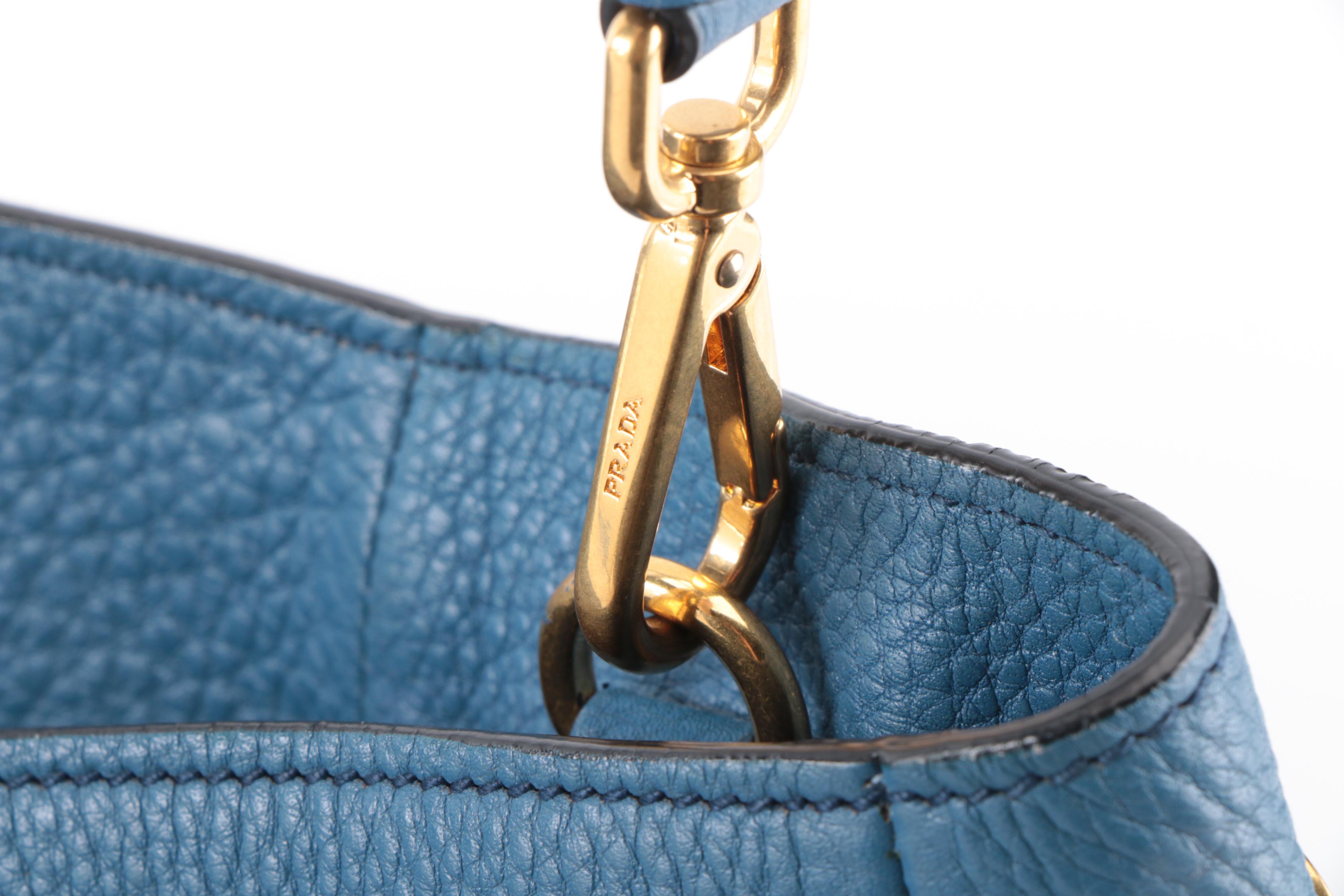 Prada Two Handle Satchel in Cobalt Vitello Daino Leather