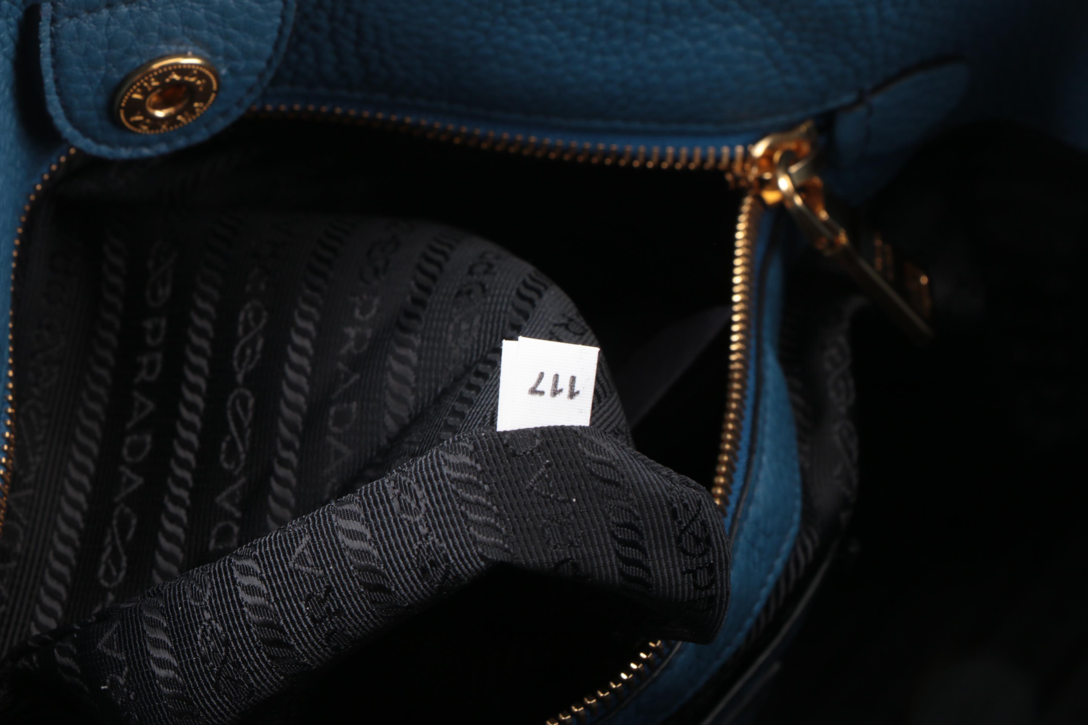 Prada Two Handle Satchel in Cobalt Vitello Daino Leather