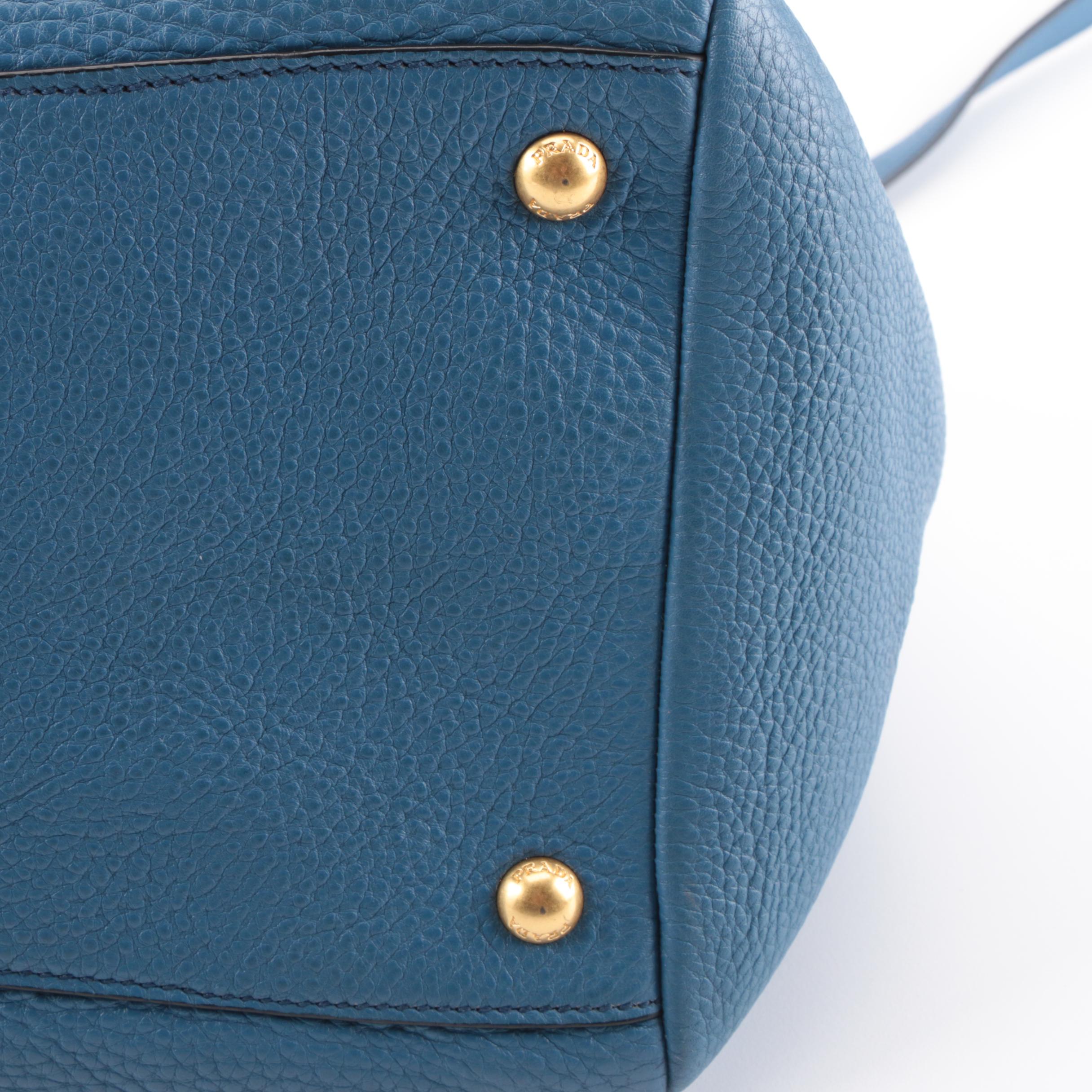 Prada Two Handle Satchel in Cobalt Vitello Daino Leather
