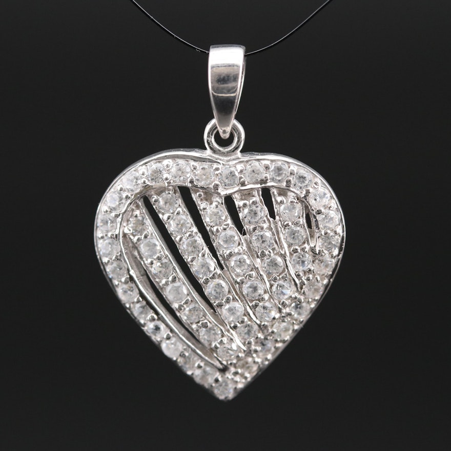 Sterling Zircon Heart Pendant