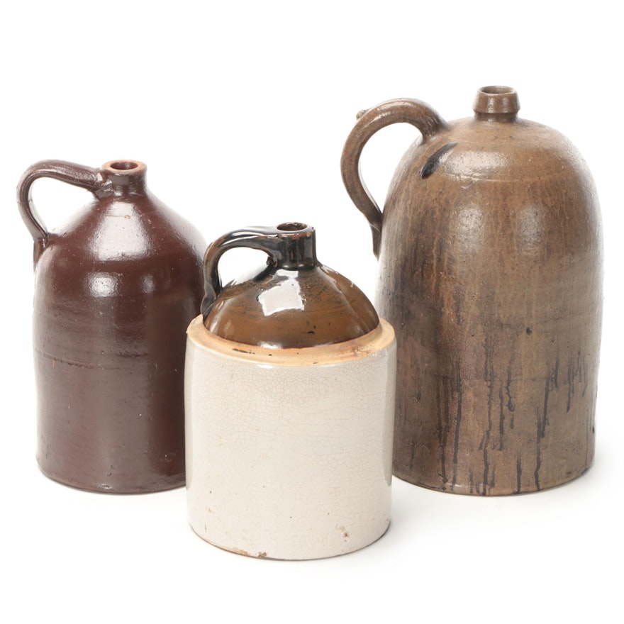 Southern 2 Gallon and Other Brown Glazed Stoneware Whiskey