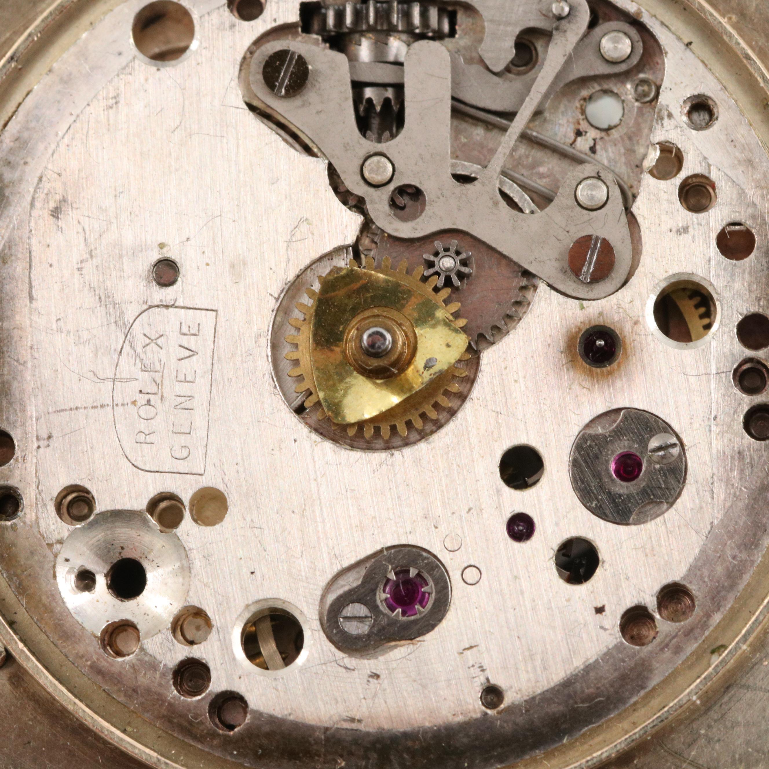 Rolex 9K Rose Gold Stem Wind Cushion Shaped Watch