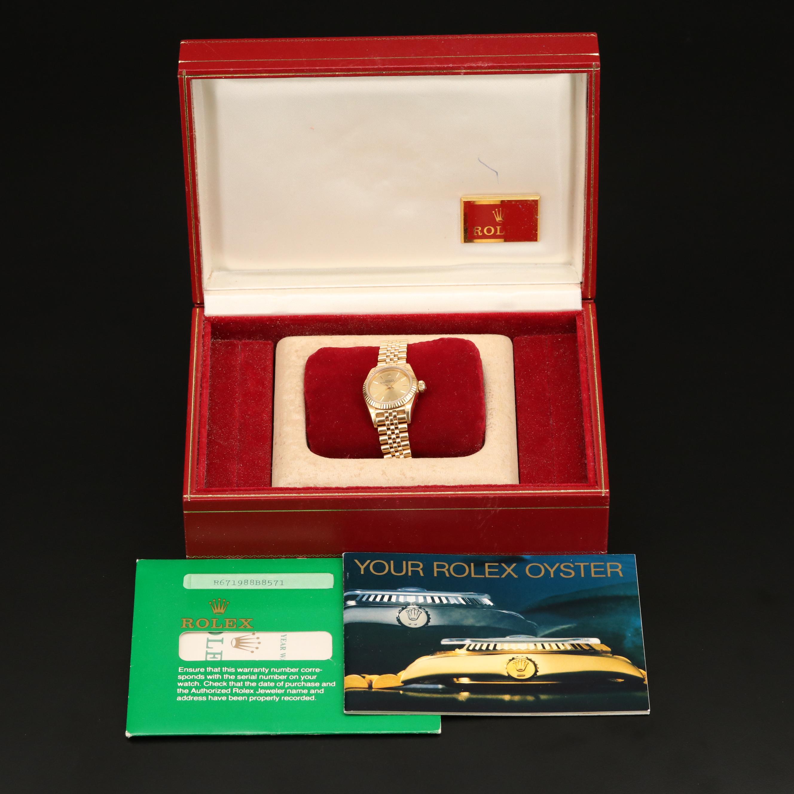 1989 Rolex Oyster Perpetual 18K Automatic Watch