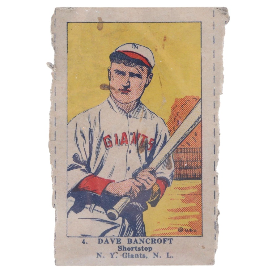 1923 Dave Bancroft "W515-1" #4 New York Giants Hand-Cut Baseball Strip Card