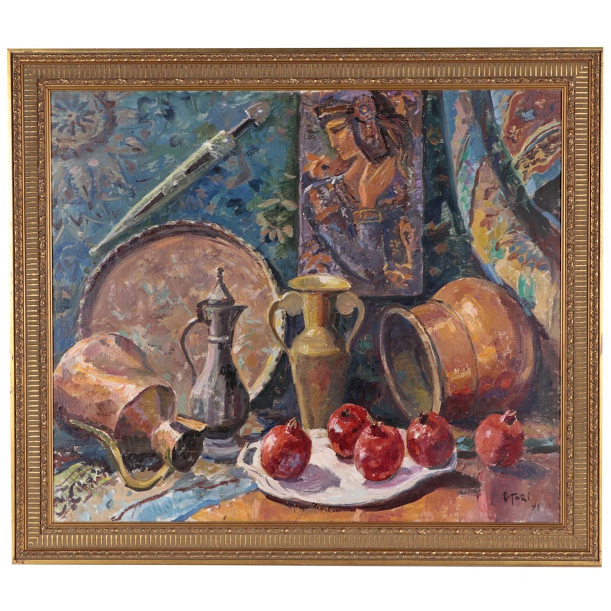 Otari Shiukashvili Still Life Oil Painting, Late 20th Century