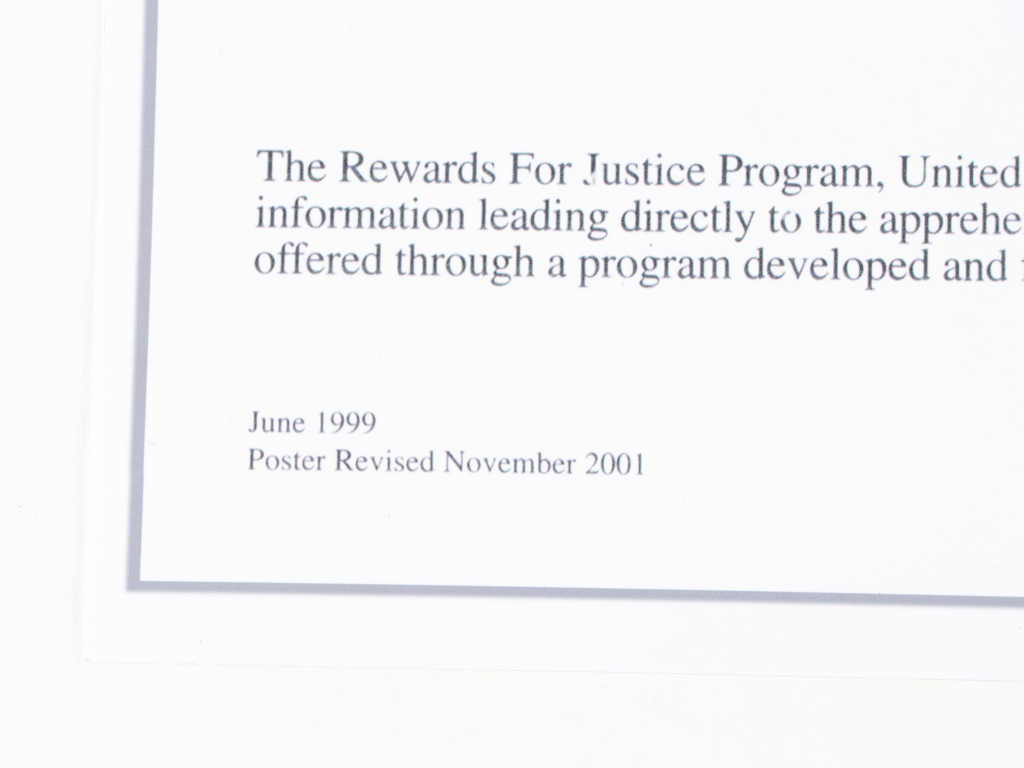 Robert O'Neill Signed Usama Bin Laden "Never Quit" FBI Wanted Poster Print, JSA