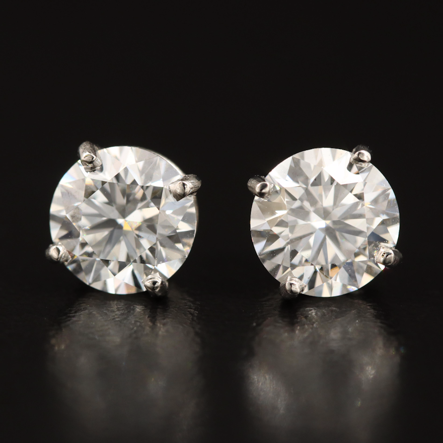 Platinum 3.03 CTW Diamond Stud Earrings with IGI Reports
