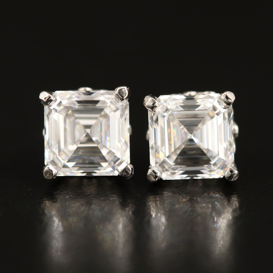 Platinum 3.02 CTW Diamond Stud Earrings with IGI Reports