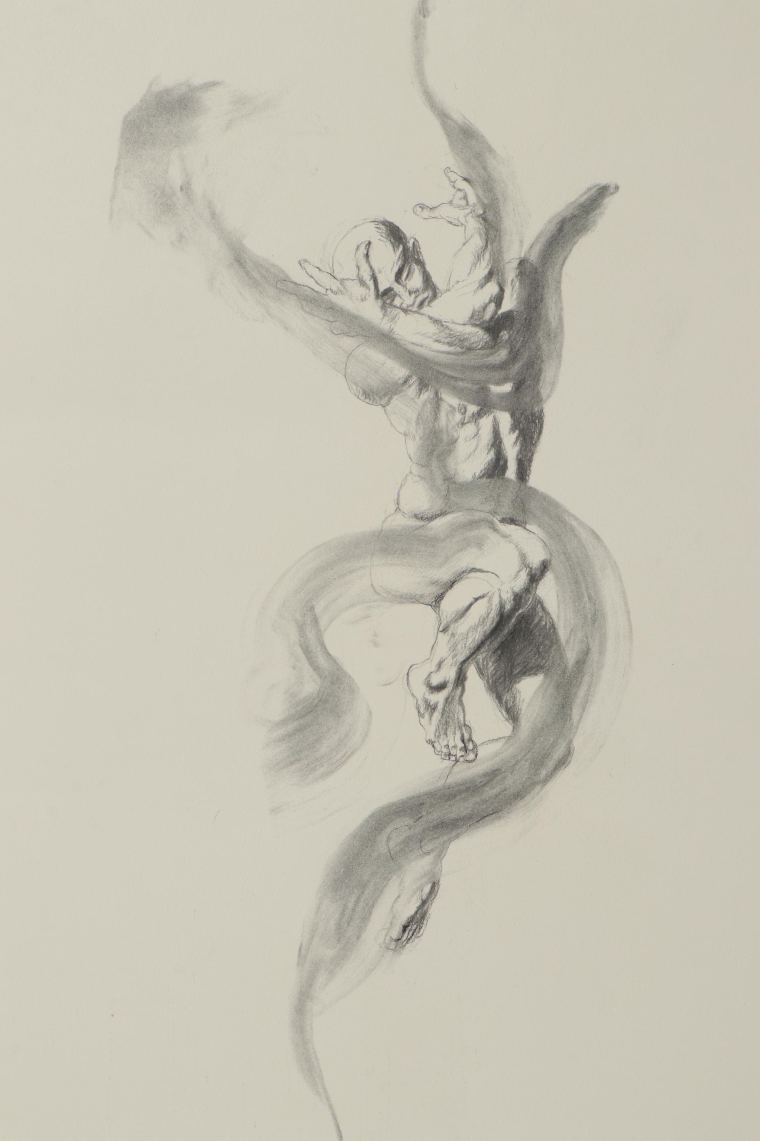 Richard Claraval Charcoal Drawings of Nude Figures, 2020