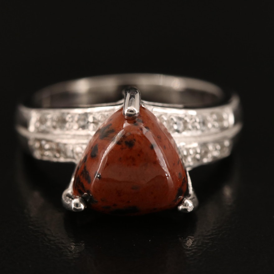 Sterling Mahogany Obsidian and Topaz Ring