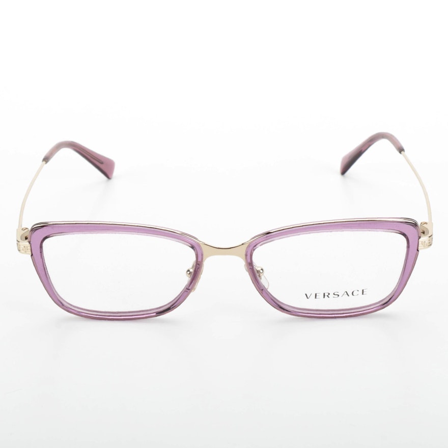 Versace VE1243 Metal and Translucent Acetate Eyeglasses with Case