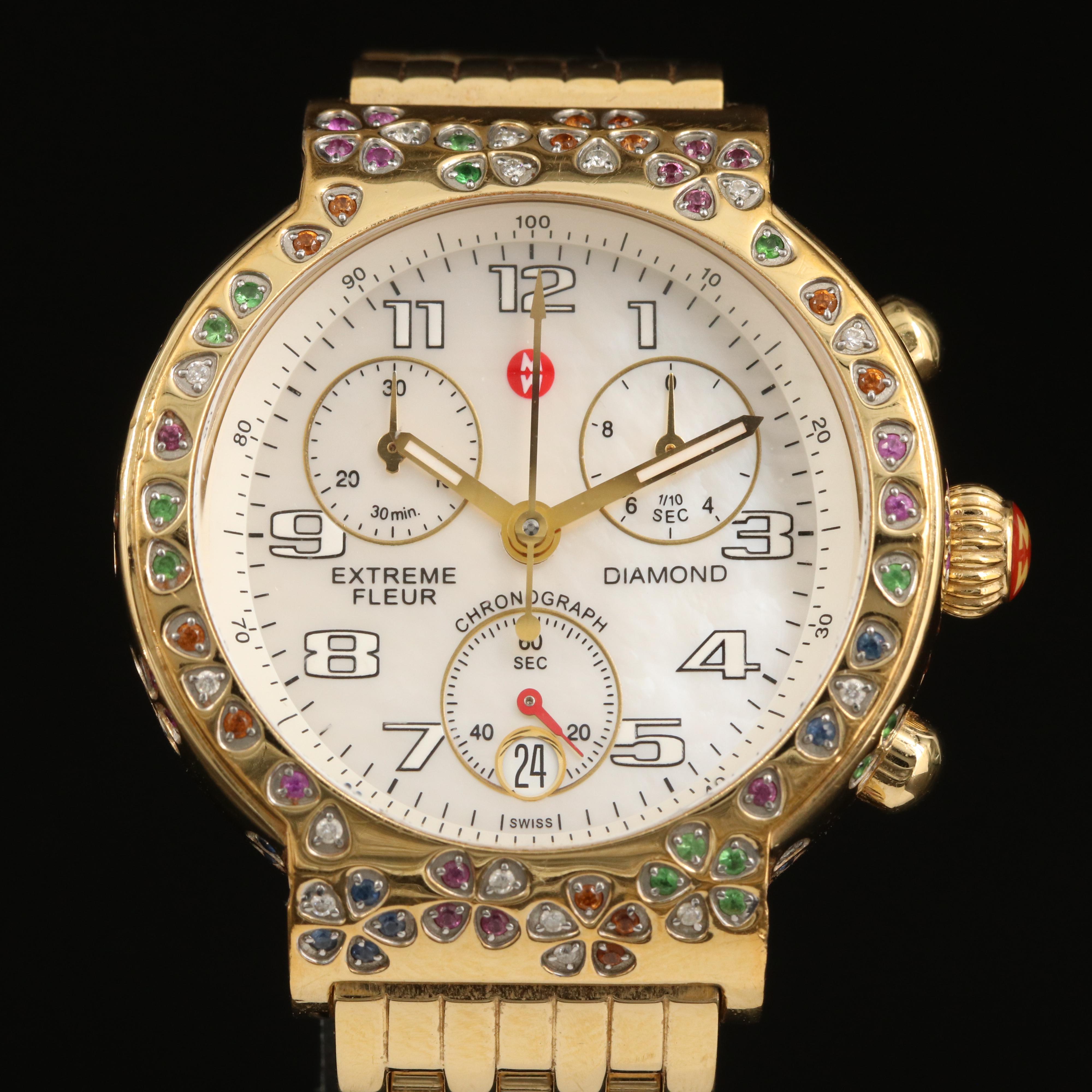 Michele Extreme Fleur Diamond Chronograph Watch