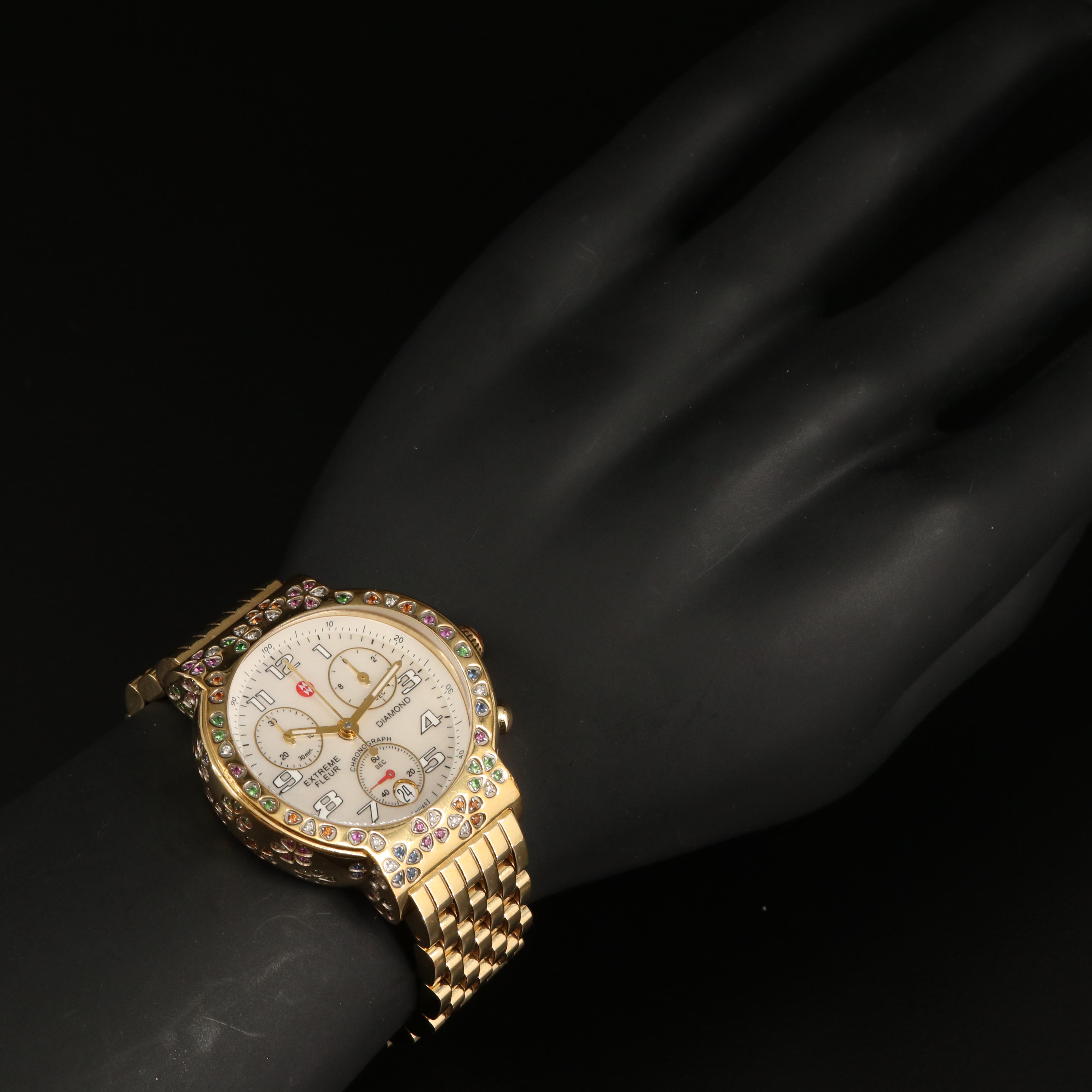 Michele Extreme Fleur Diamond Chronograph Watch