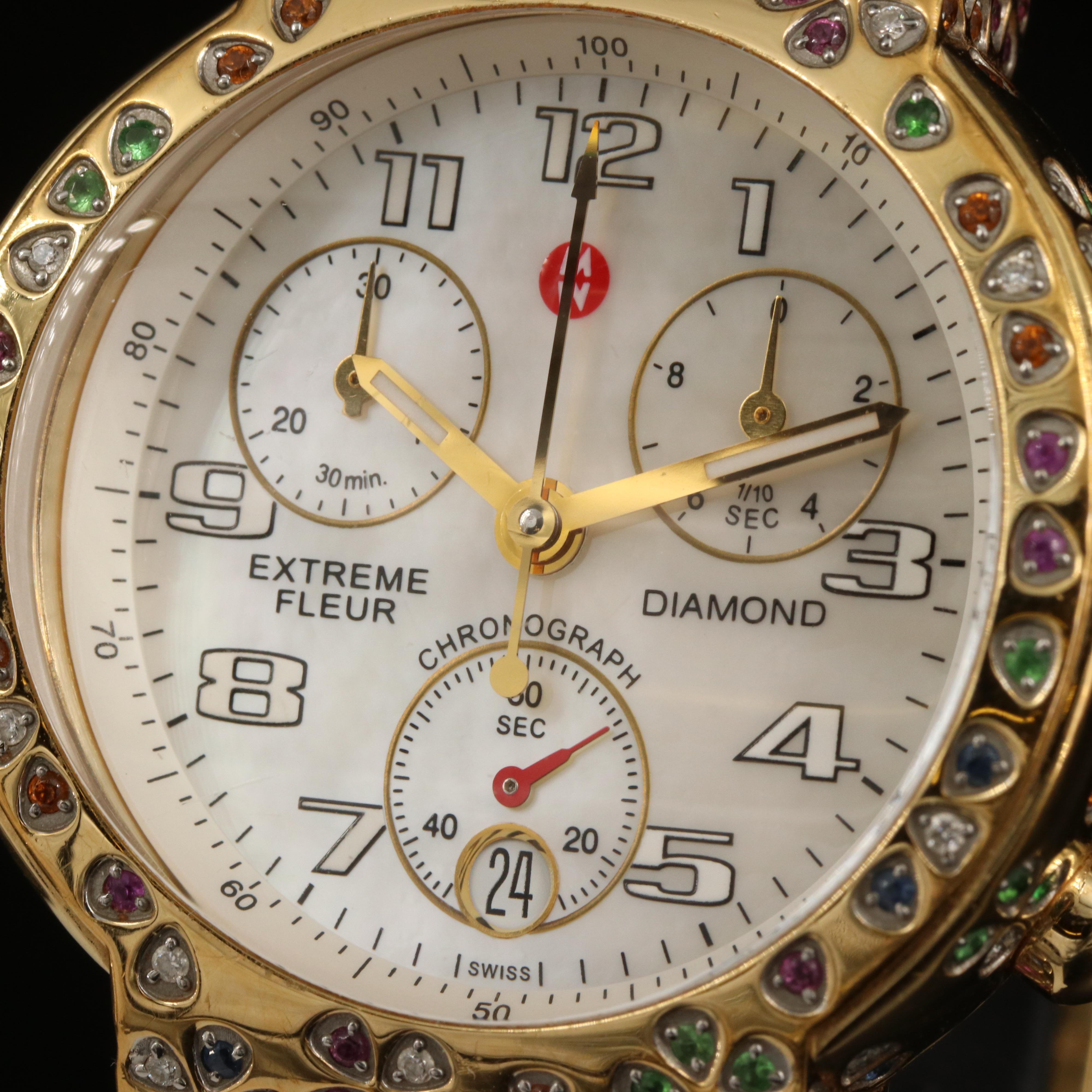 Michele Extreme Fleur Diamond Chronograph Watch