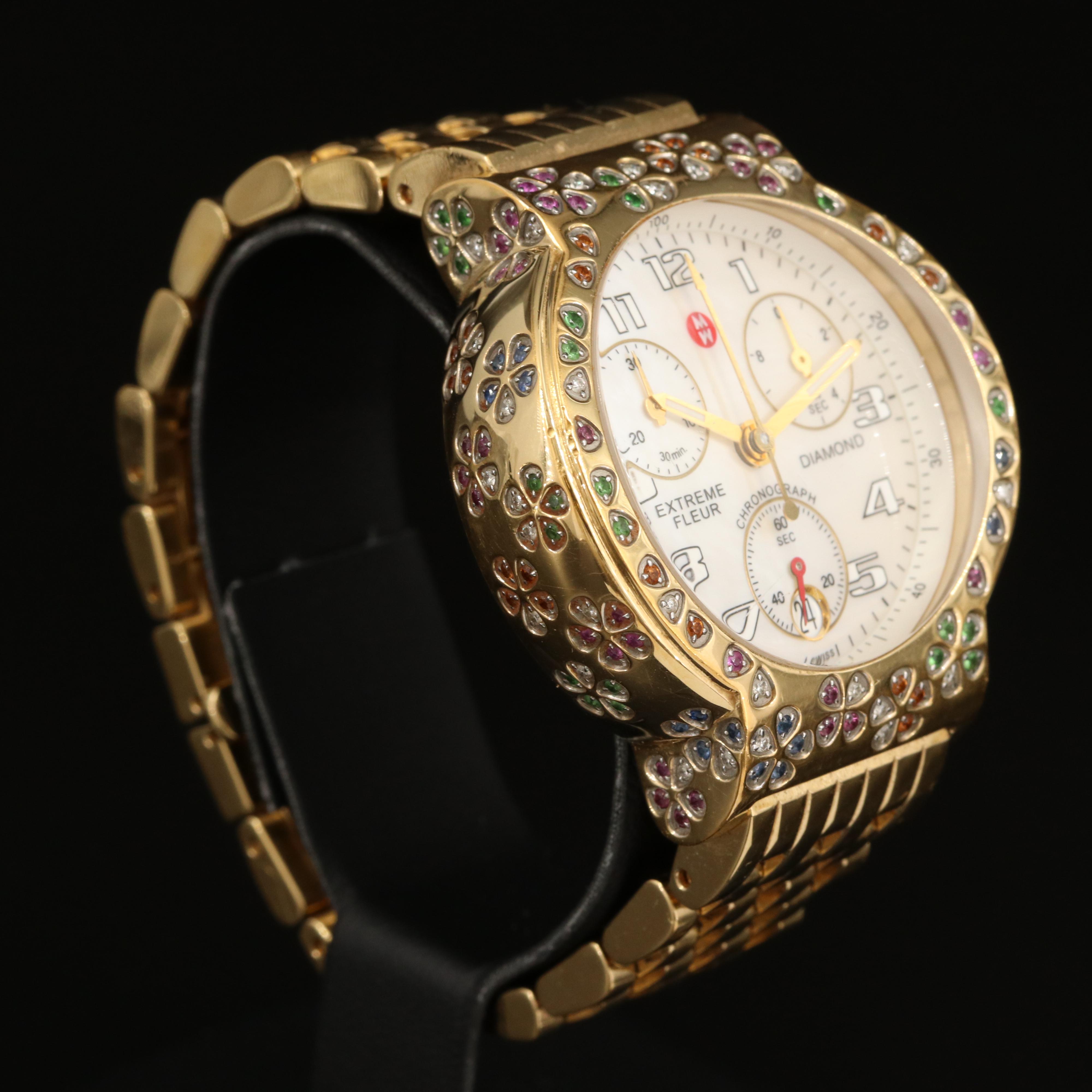 Michele Extreme Fleur Diamond Chronograph Watch