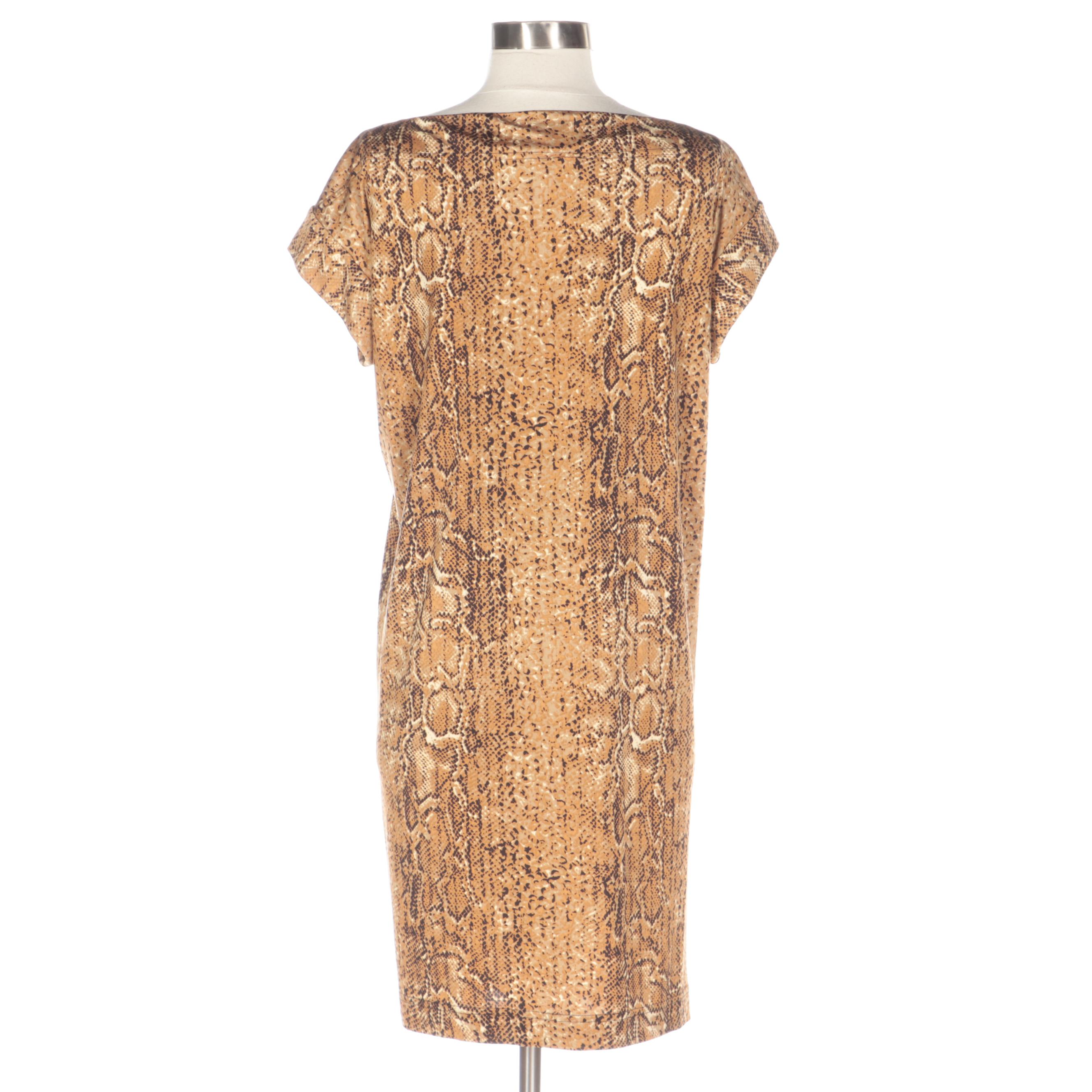 Tory Burch Sawyer Dress in Snakeskin Print Silk Knit