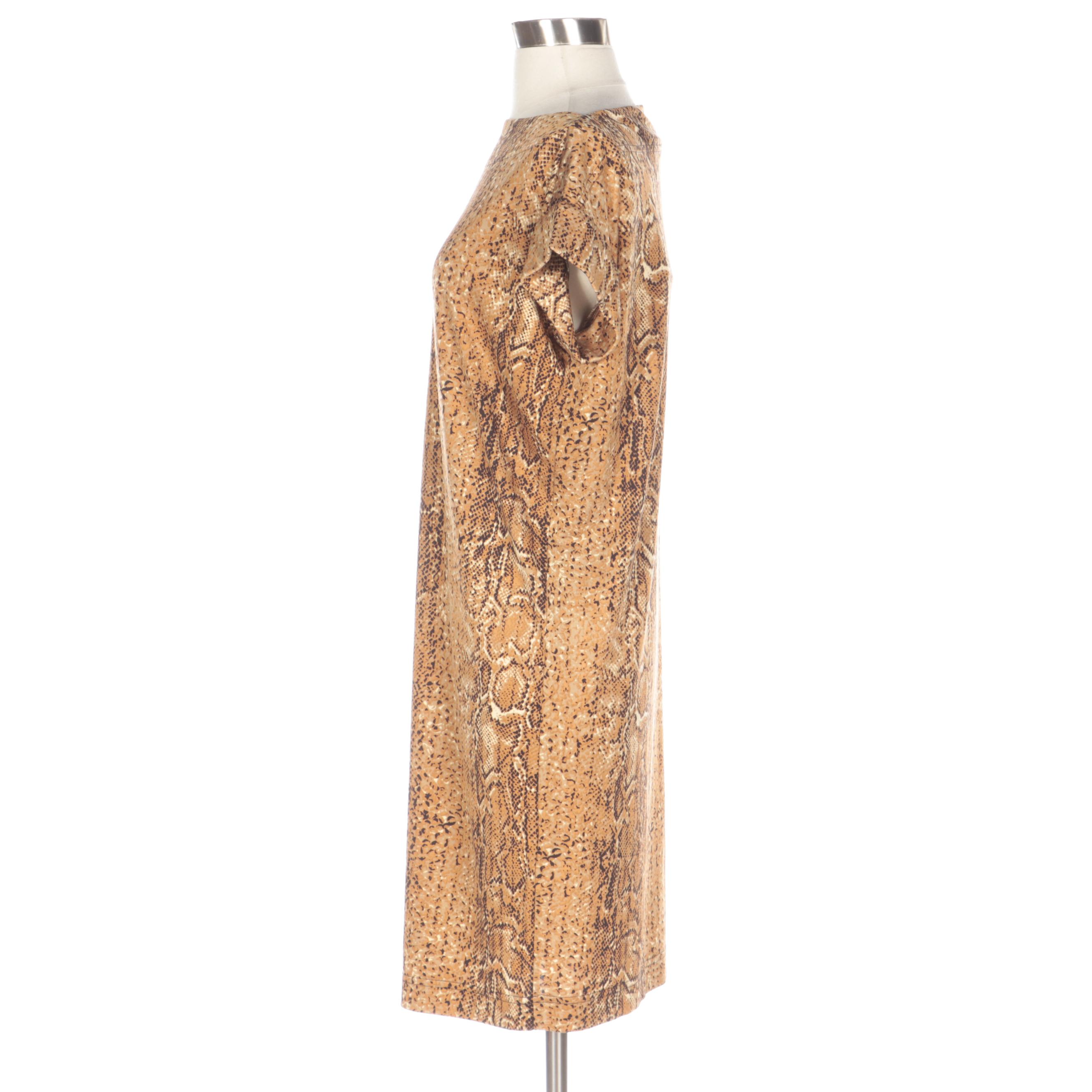 Tory Burch Sawyer Dress in Snakeskin Print Silk Knit