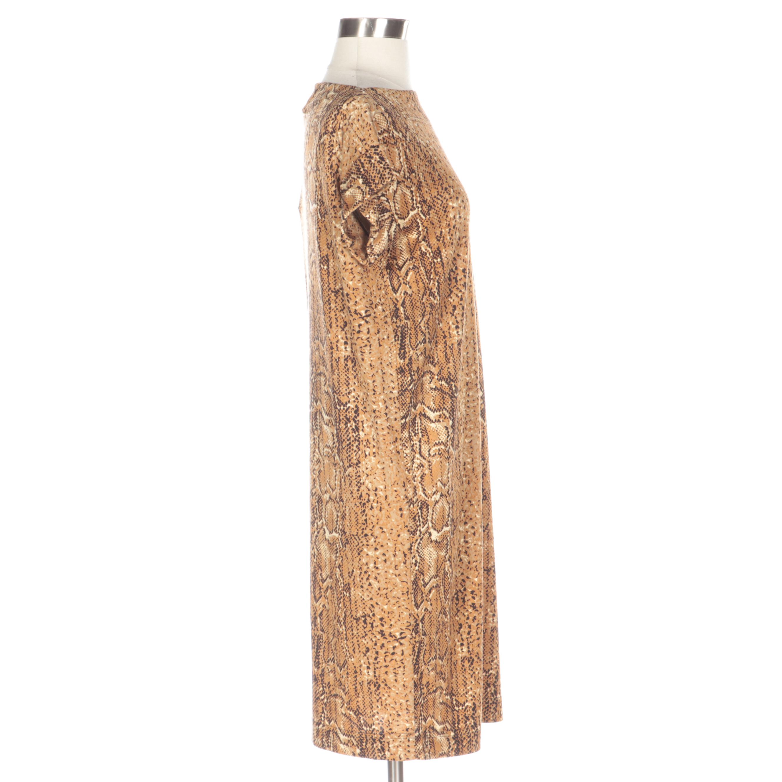 Tory Burch Sawyer Dress in Snakeskin Print Silk Knit