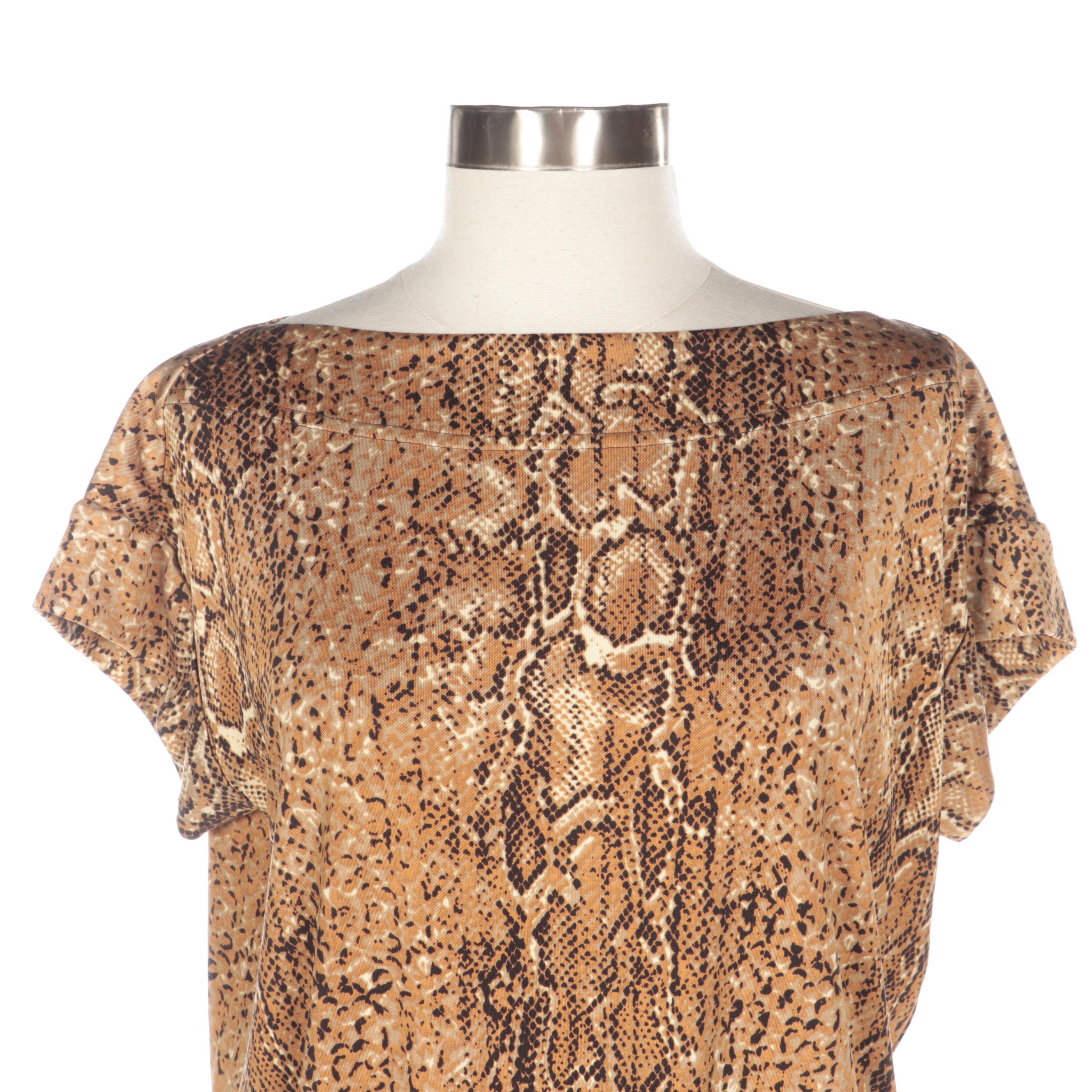 Tory Burch Sawyer Dress in Snakeskin Print Silk Knit