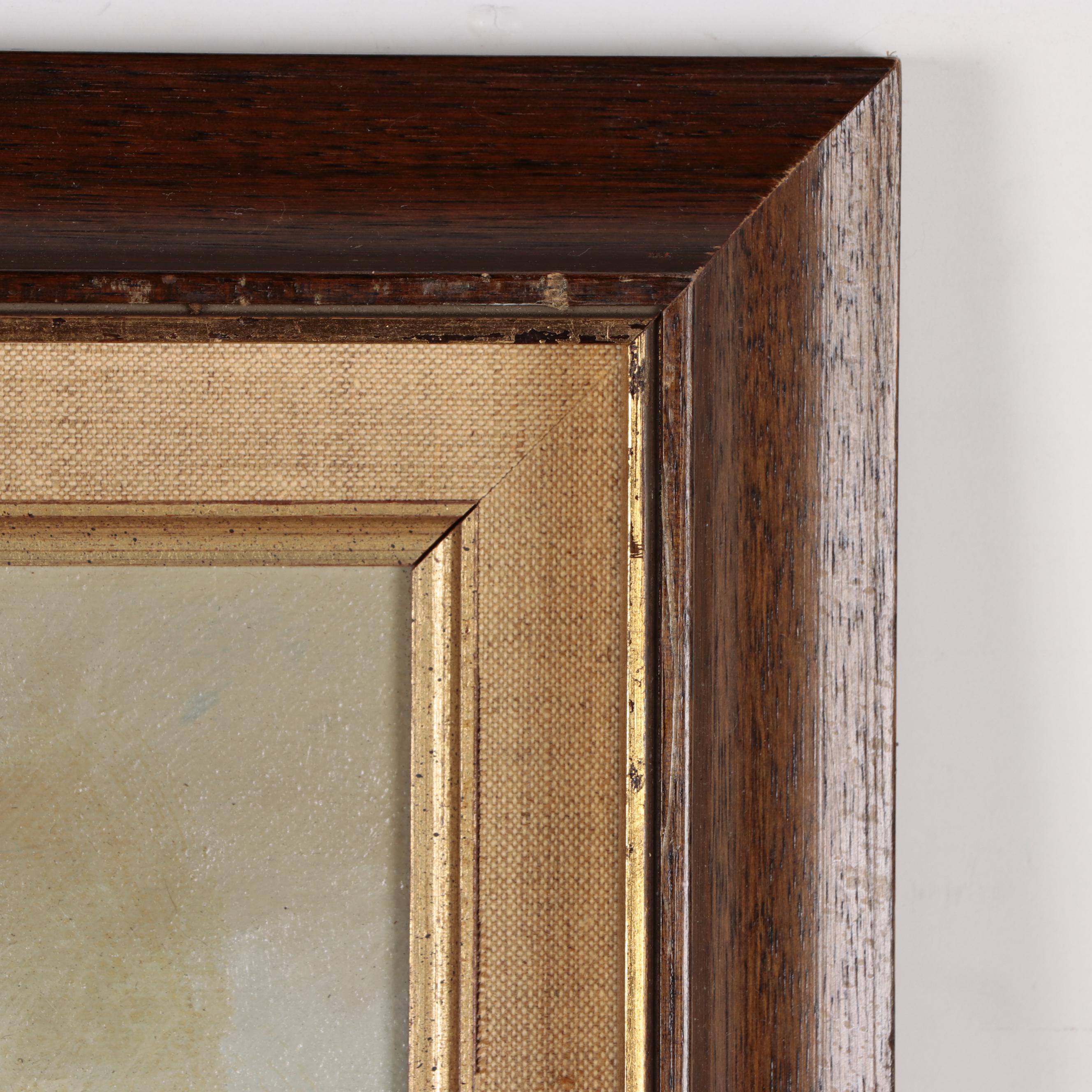 Oil Painting of Belgium Canal Houses, Circa 1970