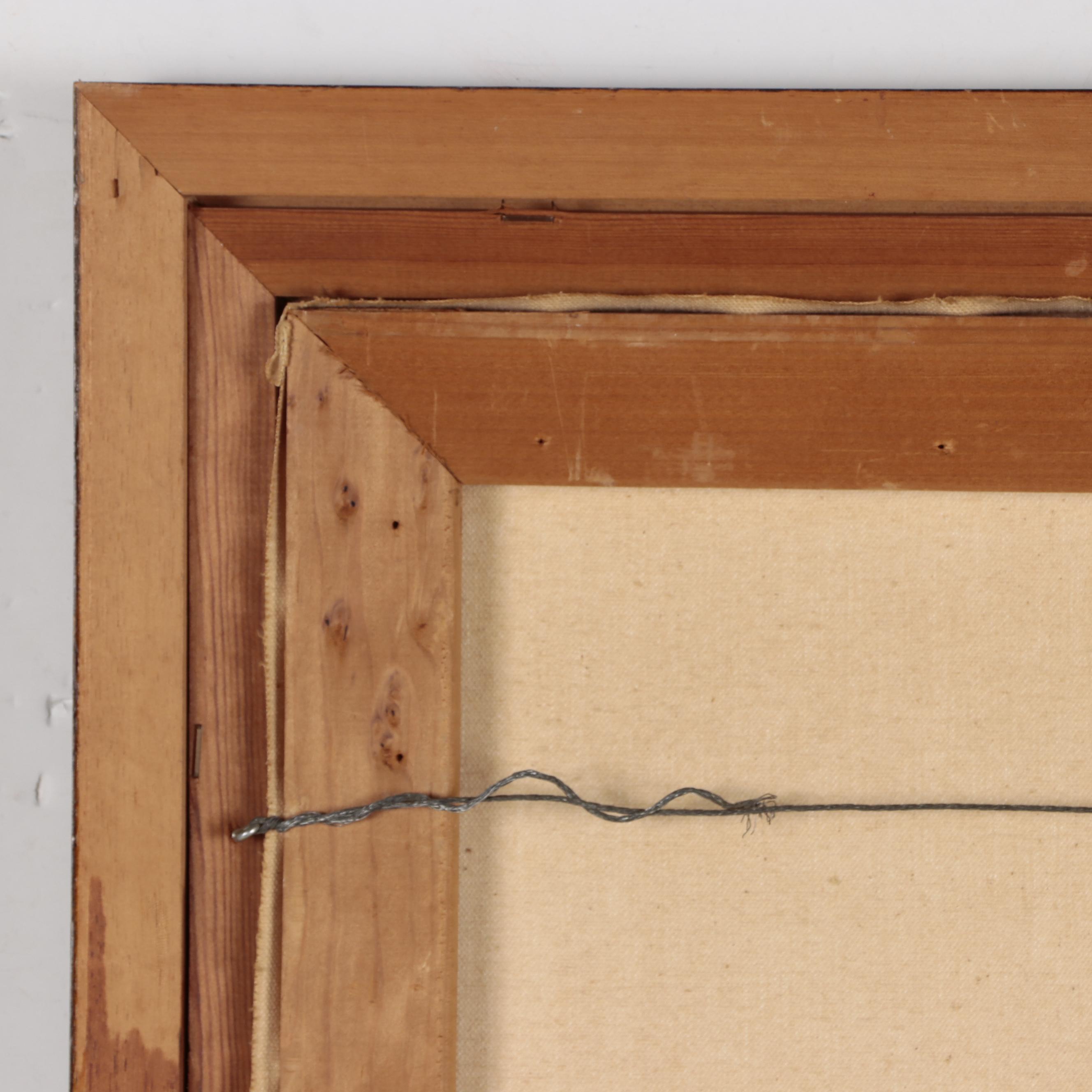 Oil Painting of Belgium Canal Houses, Circa 1970