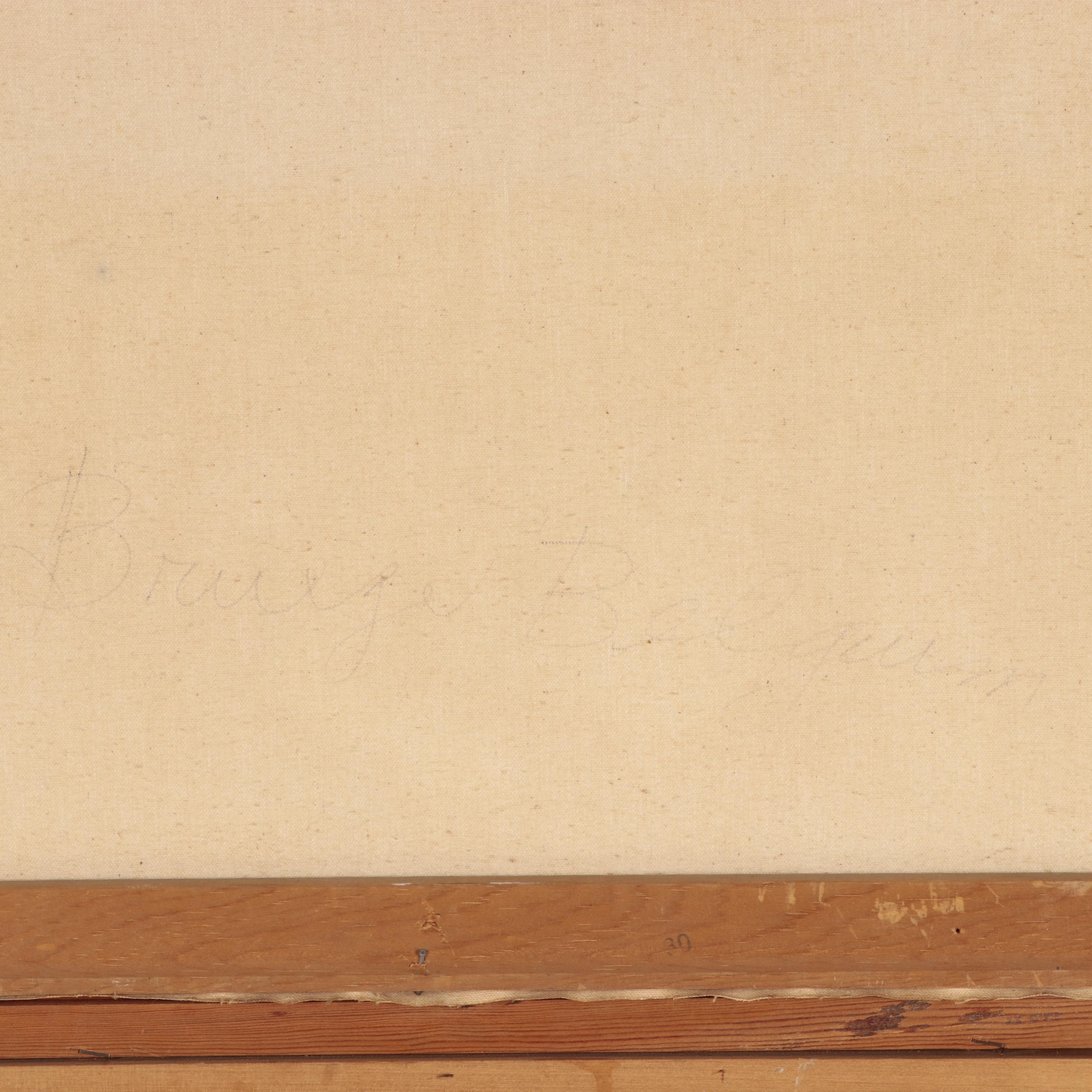 Oil Painting of Belgium Canal Houses, Circa 1970