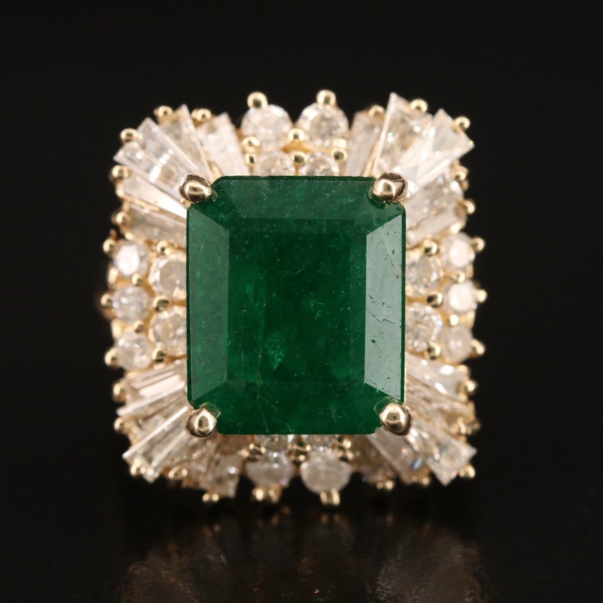 14K 5.40 CT Emerald and 1.90 CTW Diamond Ring