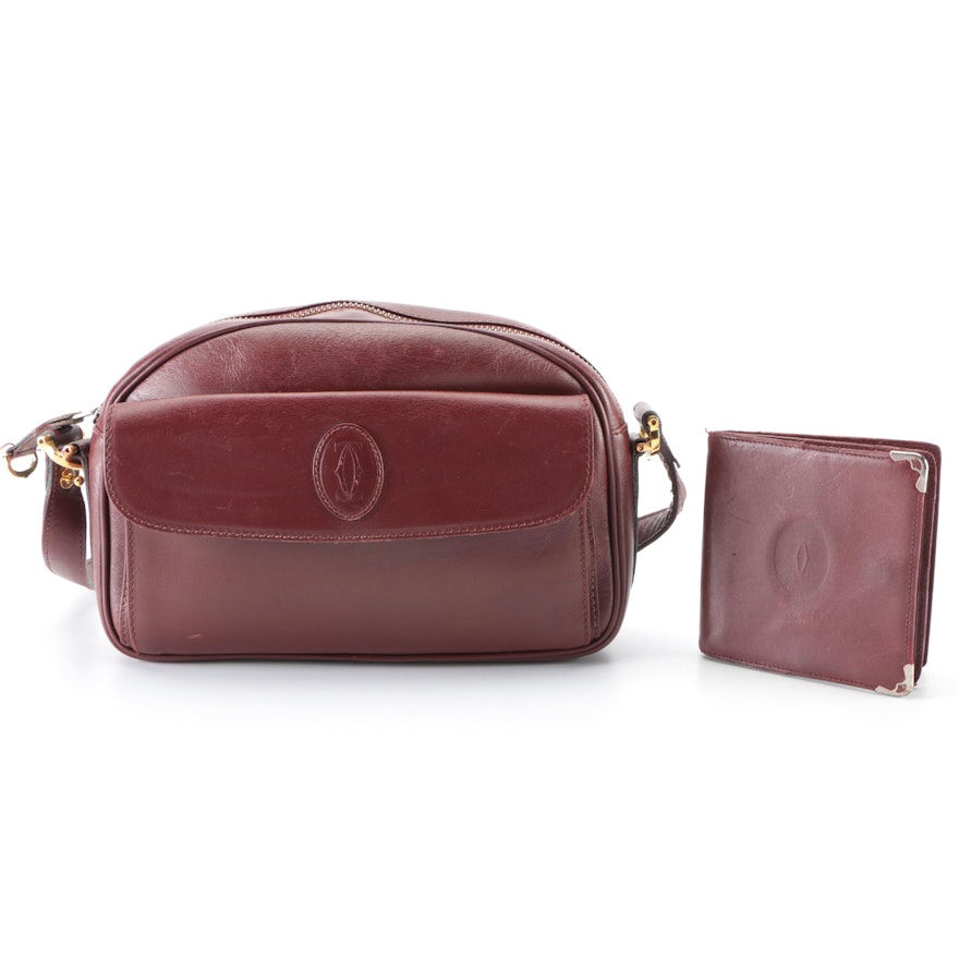 Must de Cartier Crossbody Bag with Wallet in Burgundy Leather