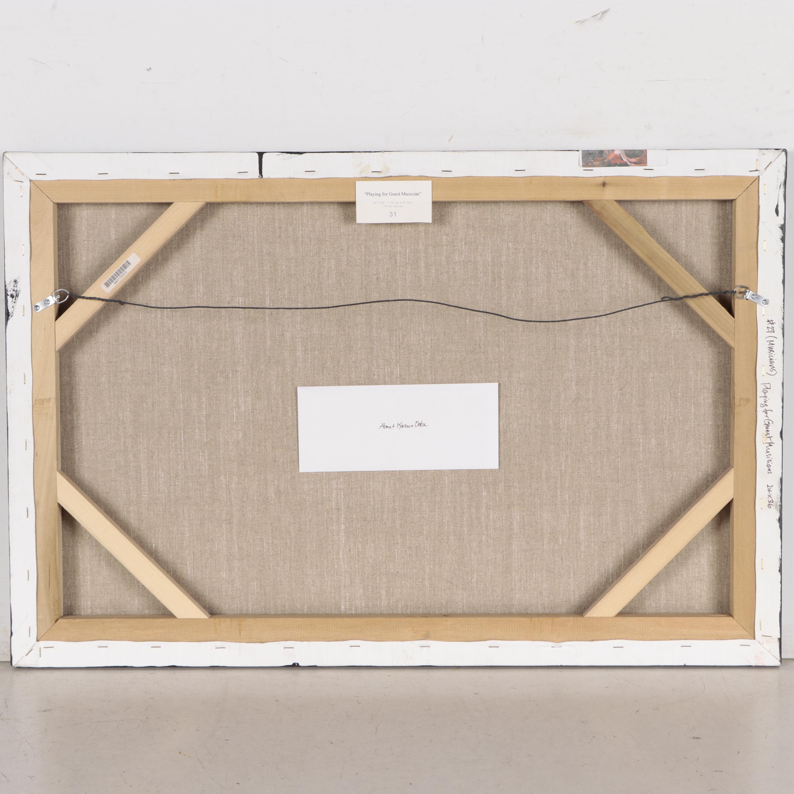 Kaz Ooka Oil Painting "Playing for Guest Musician," 2006