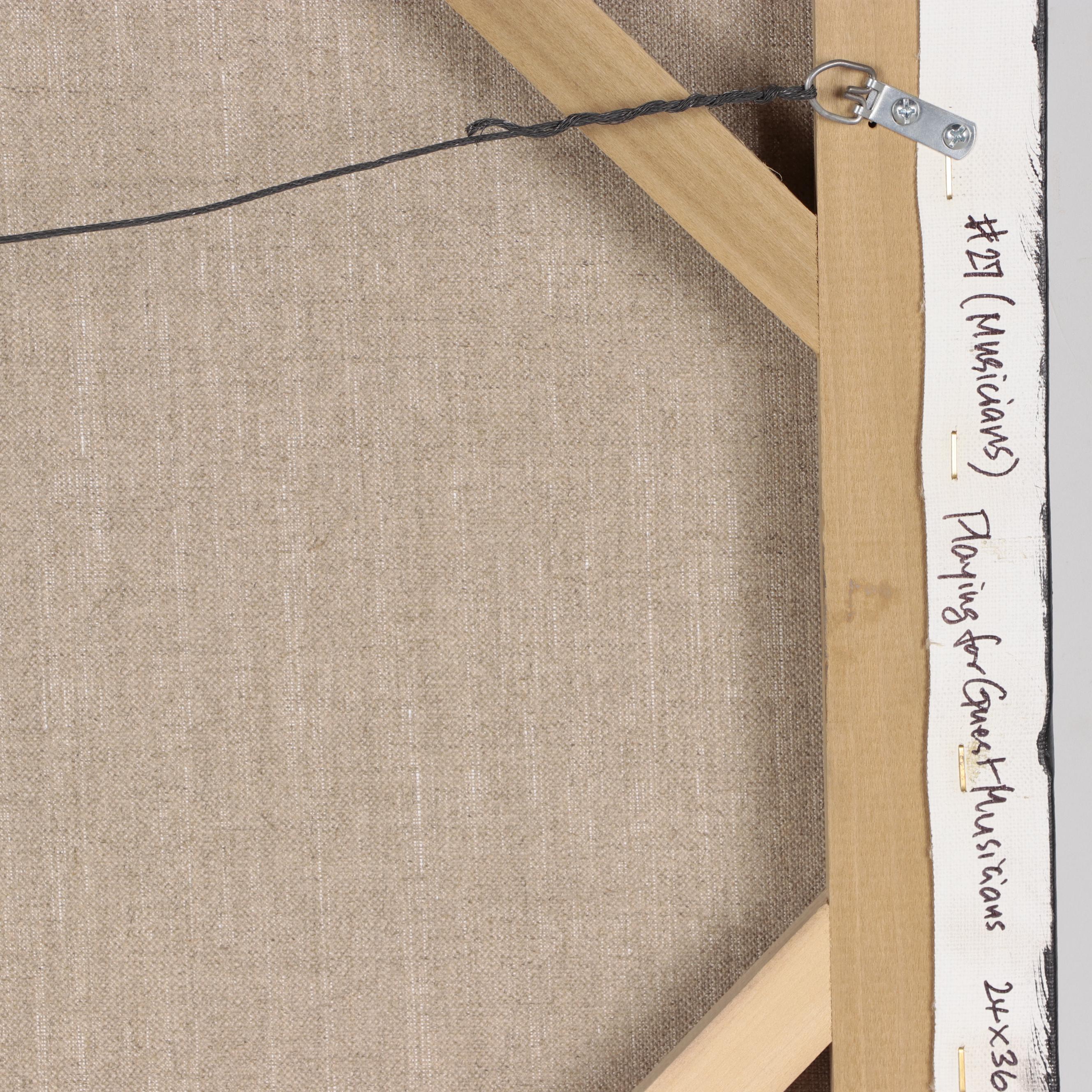 Kaz Ooka Oil Painting "Playing for Guest Musician," 2006