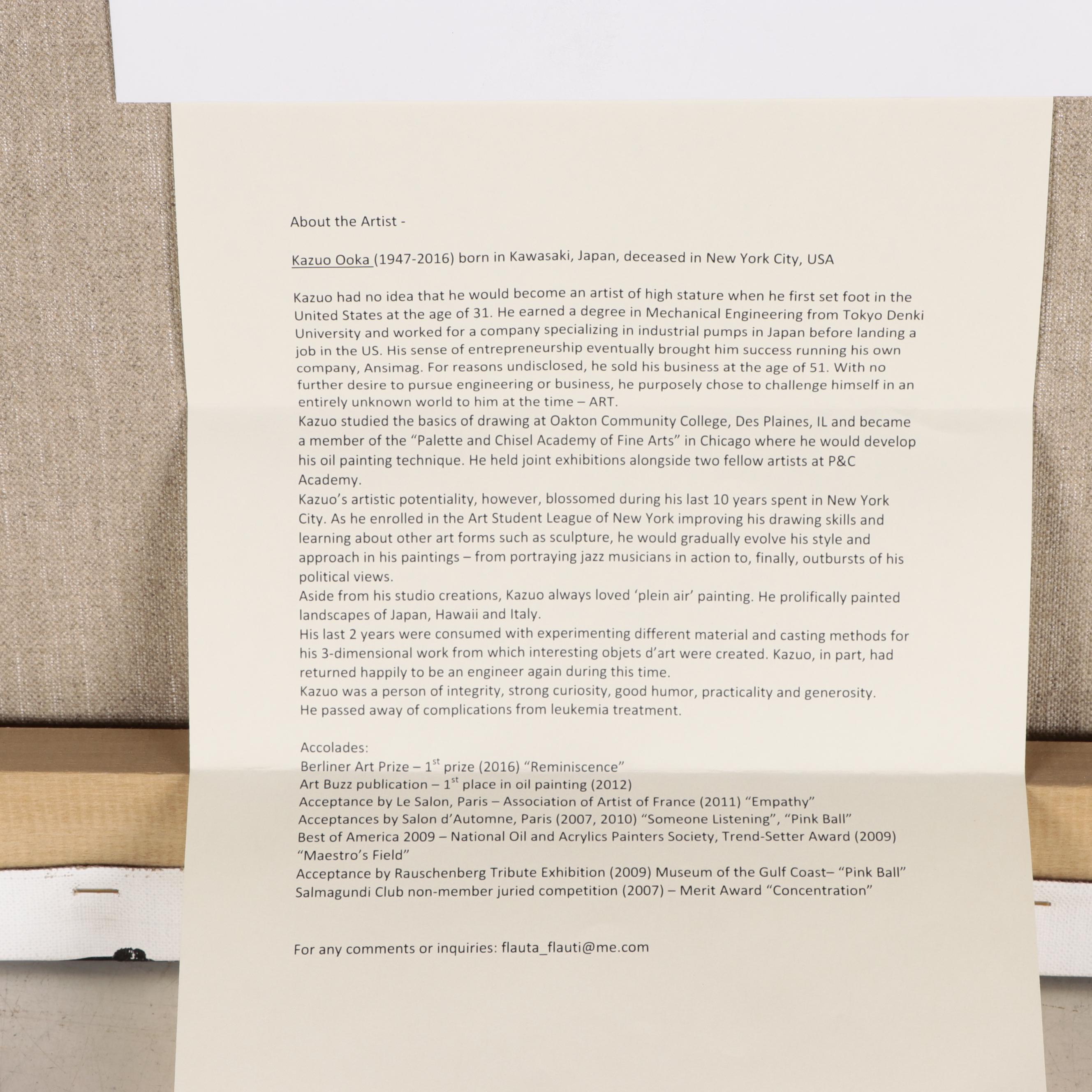 Kaz Ooka Oil Painting "Playing for Guest Musician," 2006