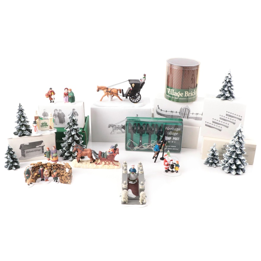 Department 56 "Heritage Village" and Other Ceramic Trees and Accessories