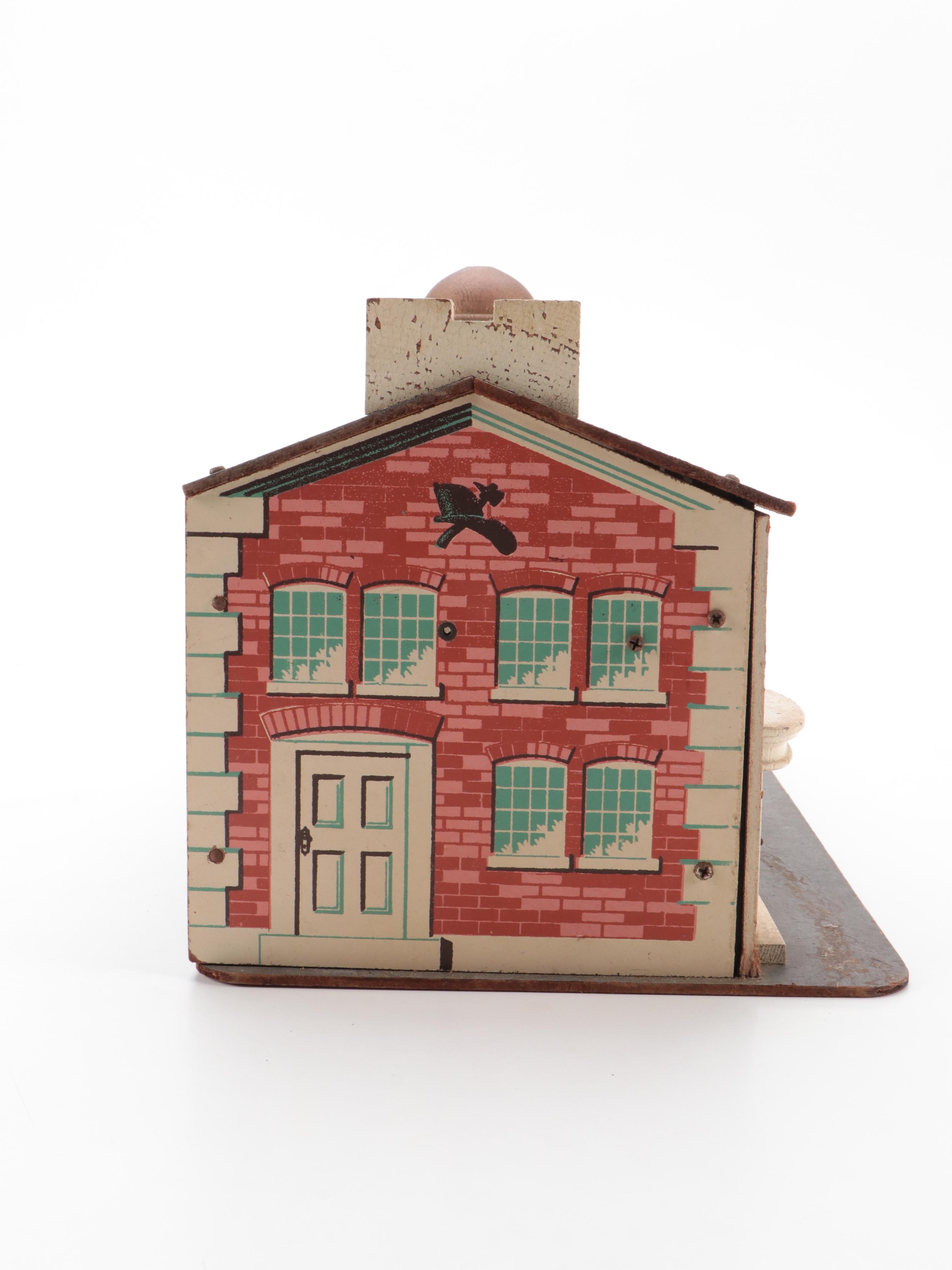 Keystone Wood Toys Wooden Firehouse Playset, Mid-20th Century