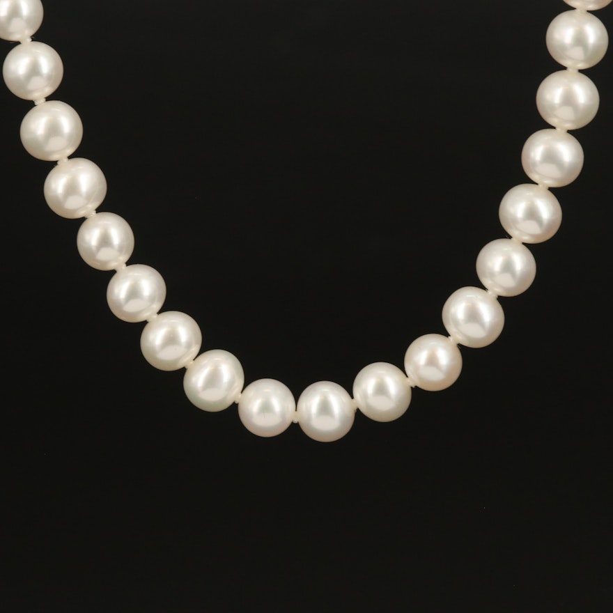 Pearl and Rhinestone Necklace with Sterling Clasp