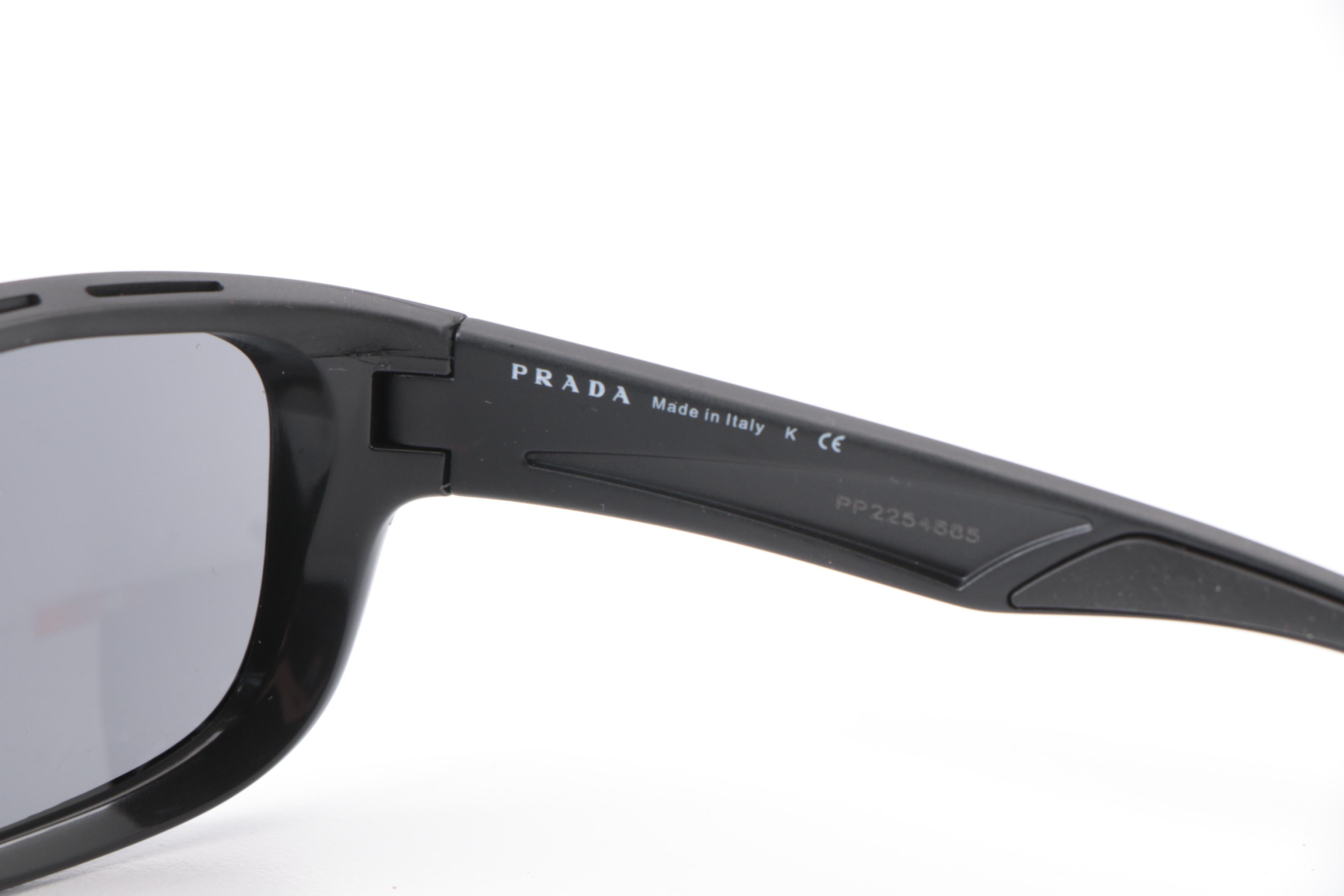 Prada Linea Rossa Sunglasses SPS13U Matte Black Frame with Box and Slip Case