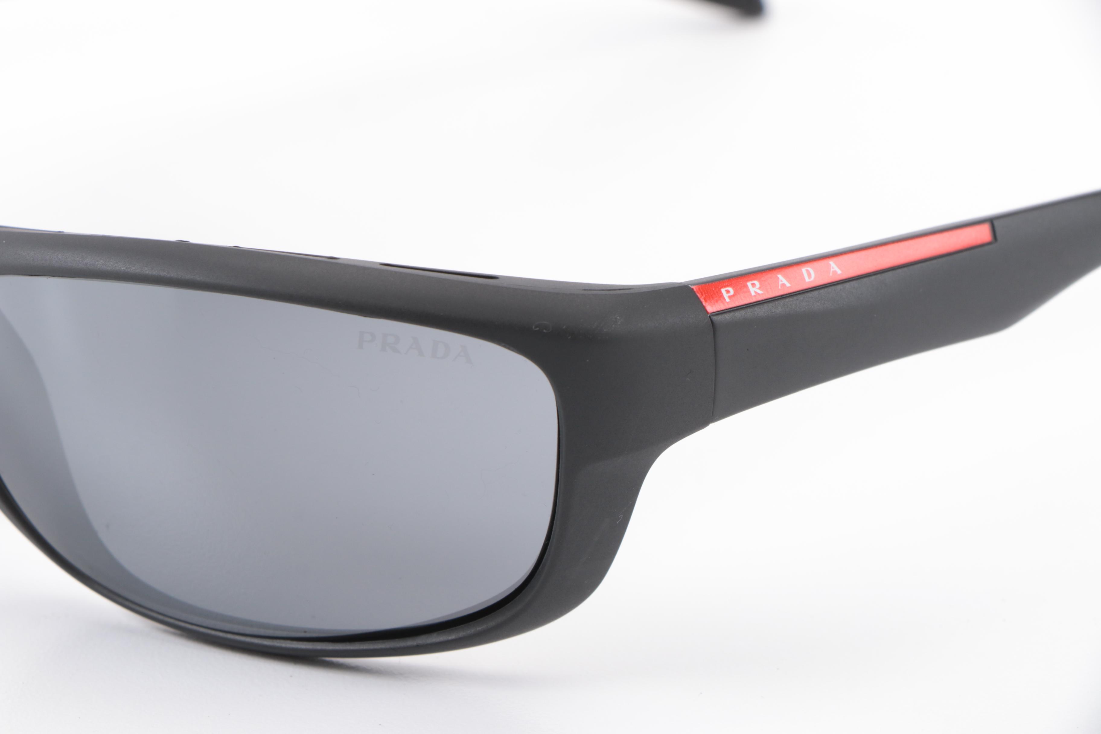 Prada Linea Rossa Sunglasses SPS13U Matte Black Frame with Box and Slip Case