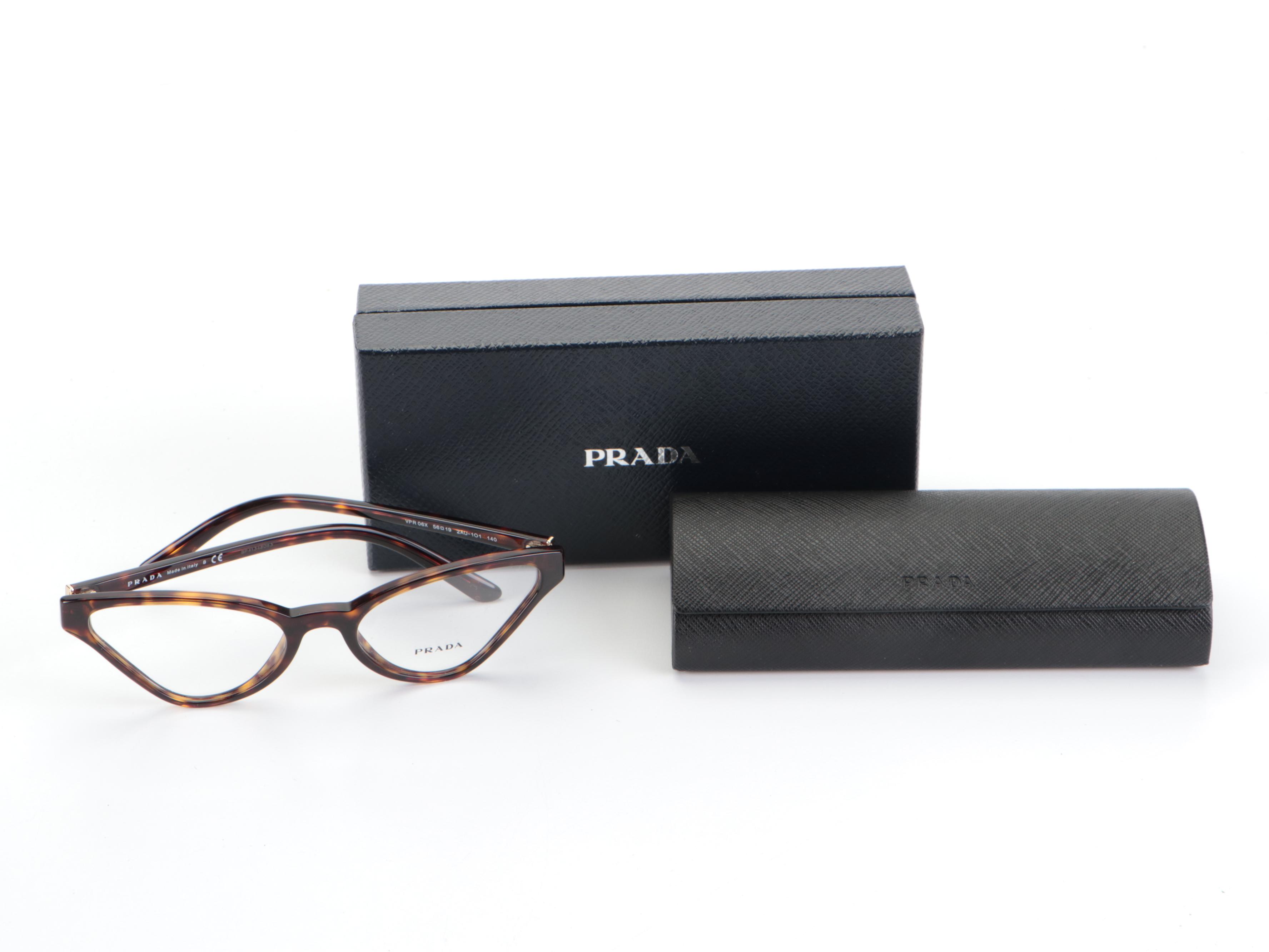 Prada VPR 06X Butterfly Eyeglasses in Tortoise with Case and Box