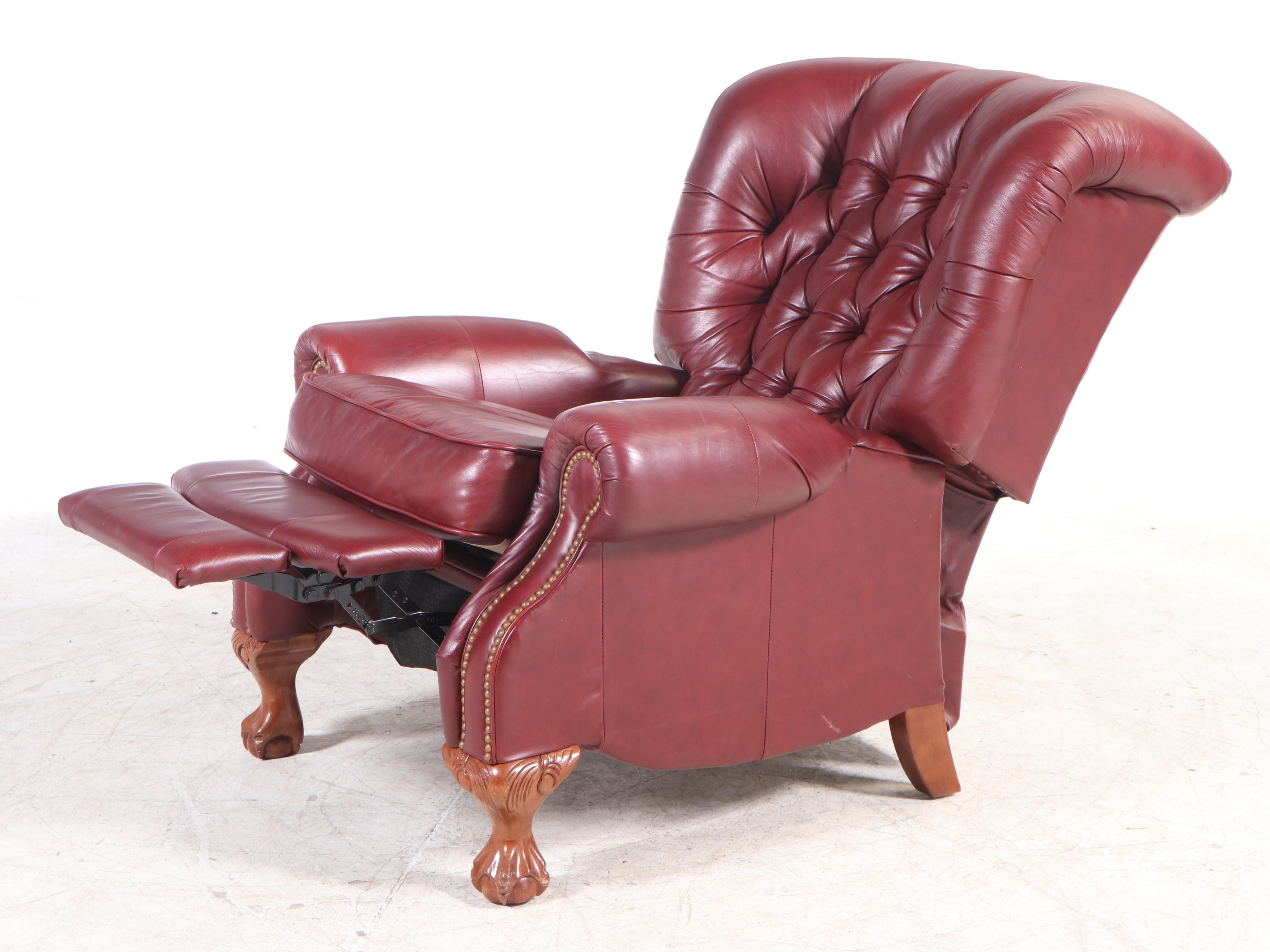 La-Z-Boy Classics Chippendale Style Tacked and Buttoned-Down Leather Recliner