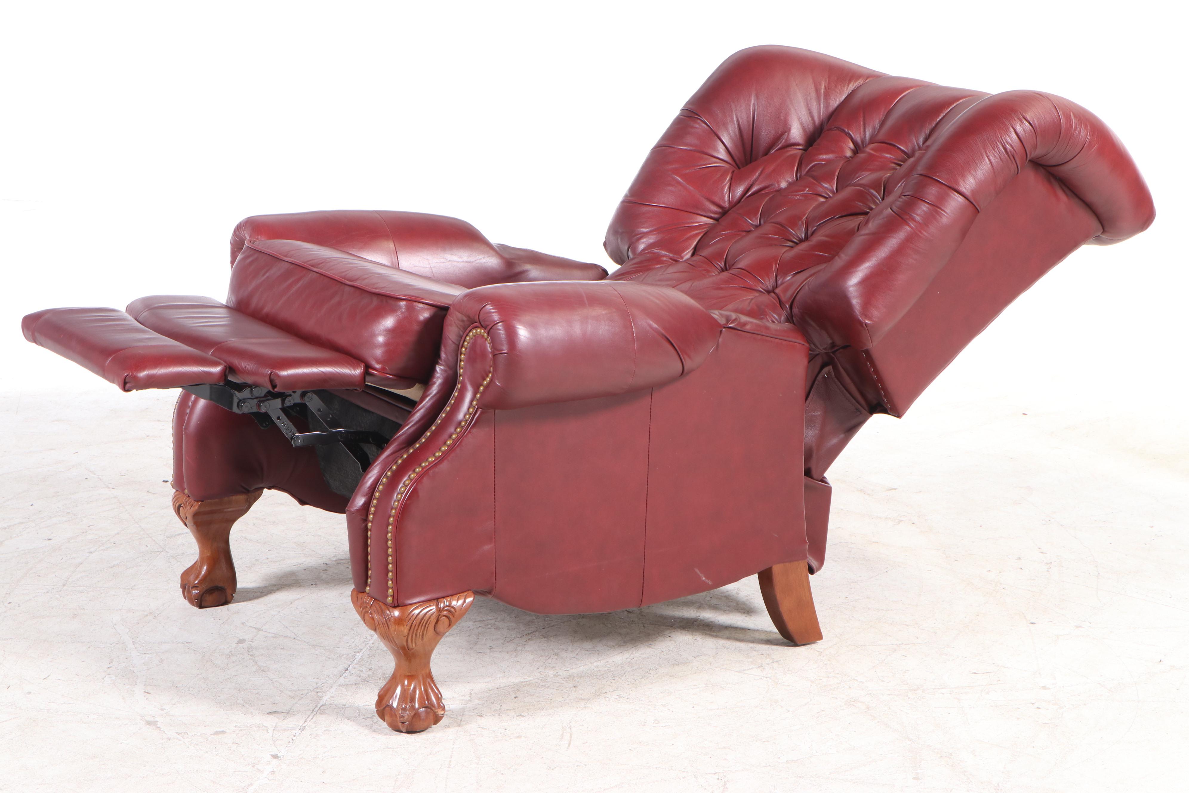 La-Z-Boy Classics Chippendale Style Tacked and Buttoned-Down Leather Recliner