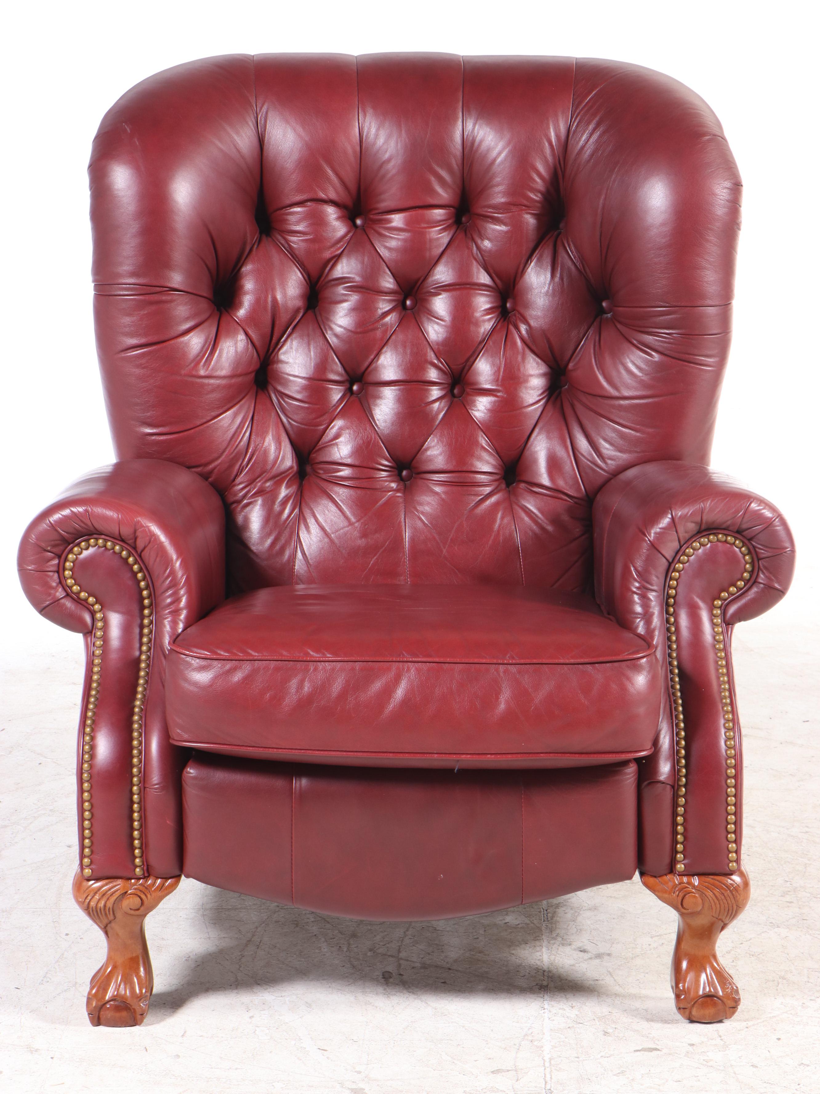 La-Z-Boy Classics Chippendale Style Tacked and Buttoned-Down Leather Recliner