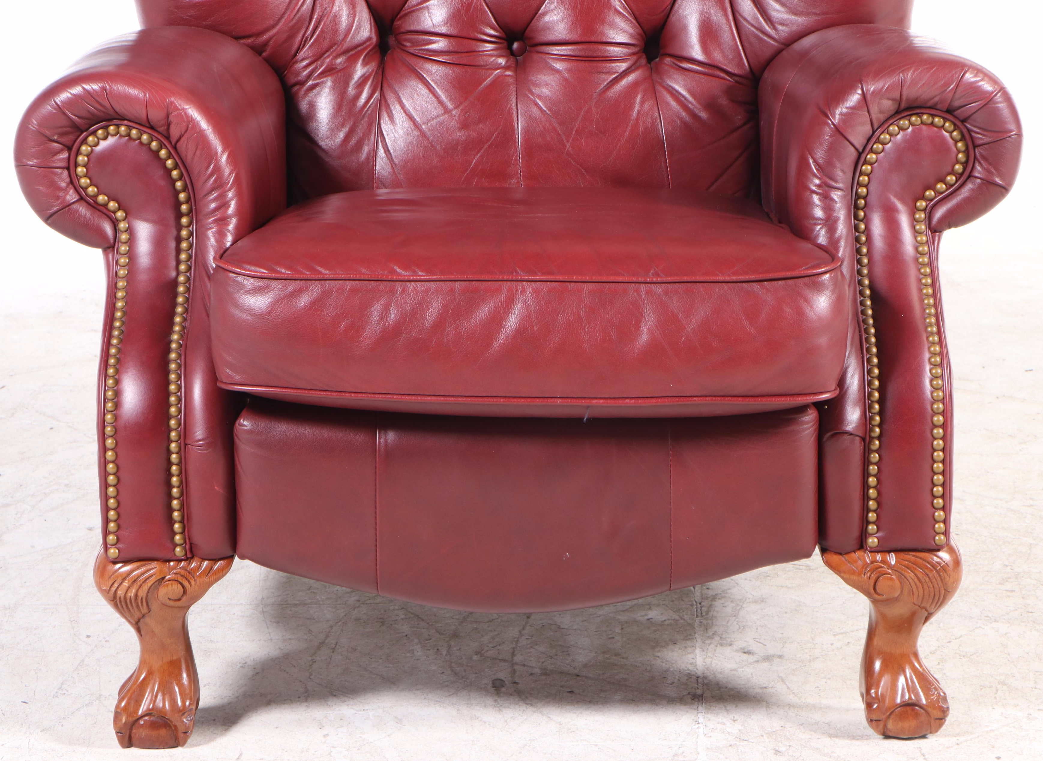 La-Z-Boy Classics Chippendale Style Tacked and Buttoned-Down Leather Recliner