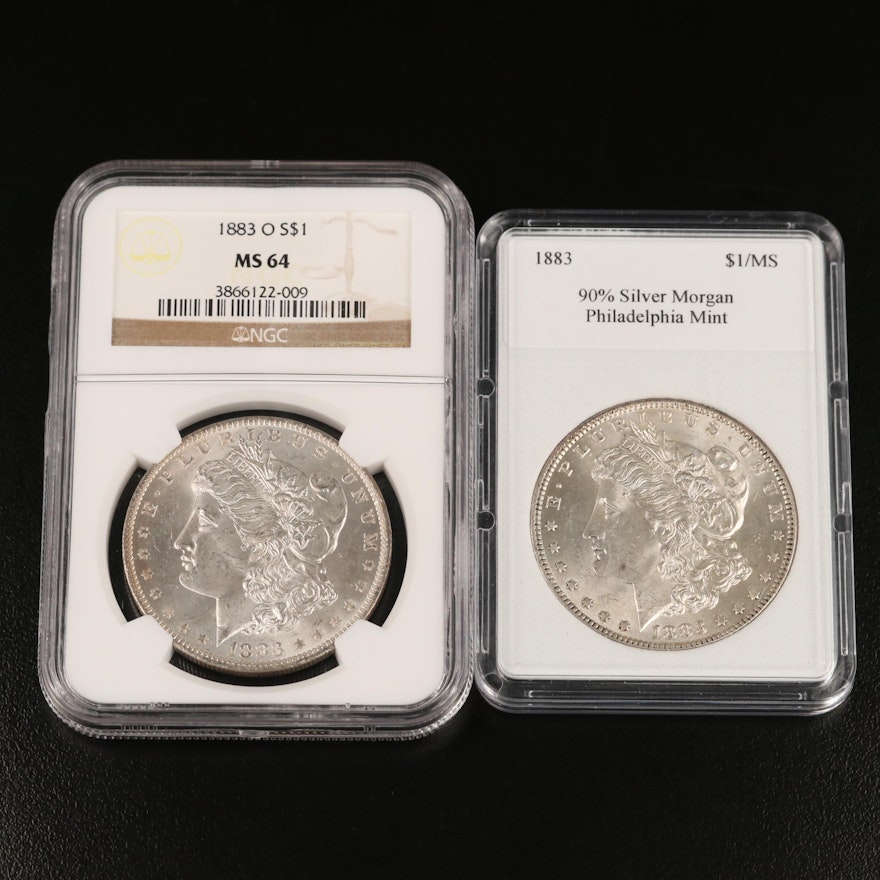 1883 and NGC MS64 1883-O Morgan Silver Dollars