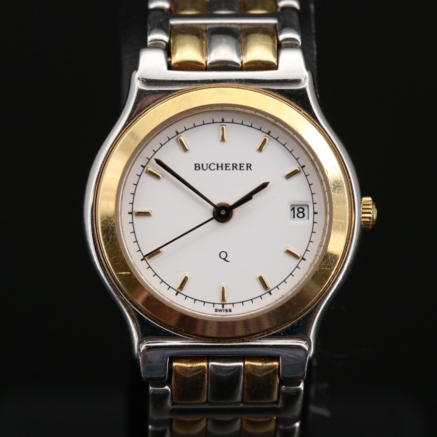Two Tone Bucherer Quartz Wristwatch with Date