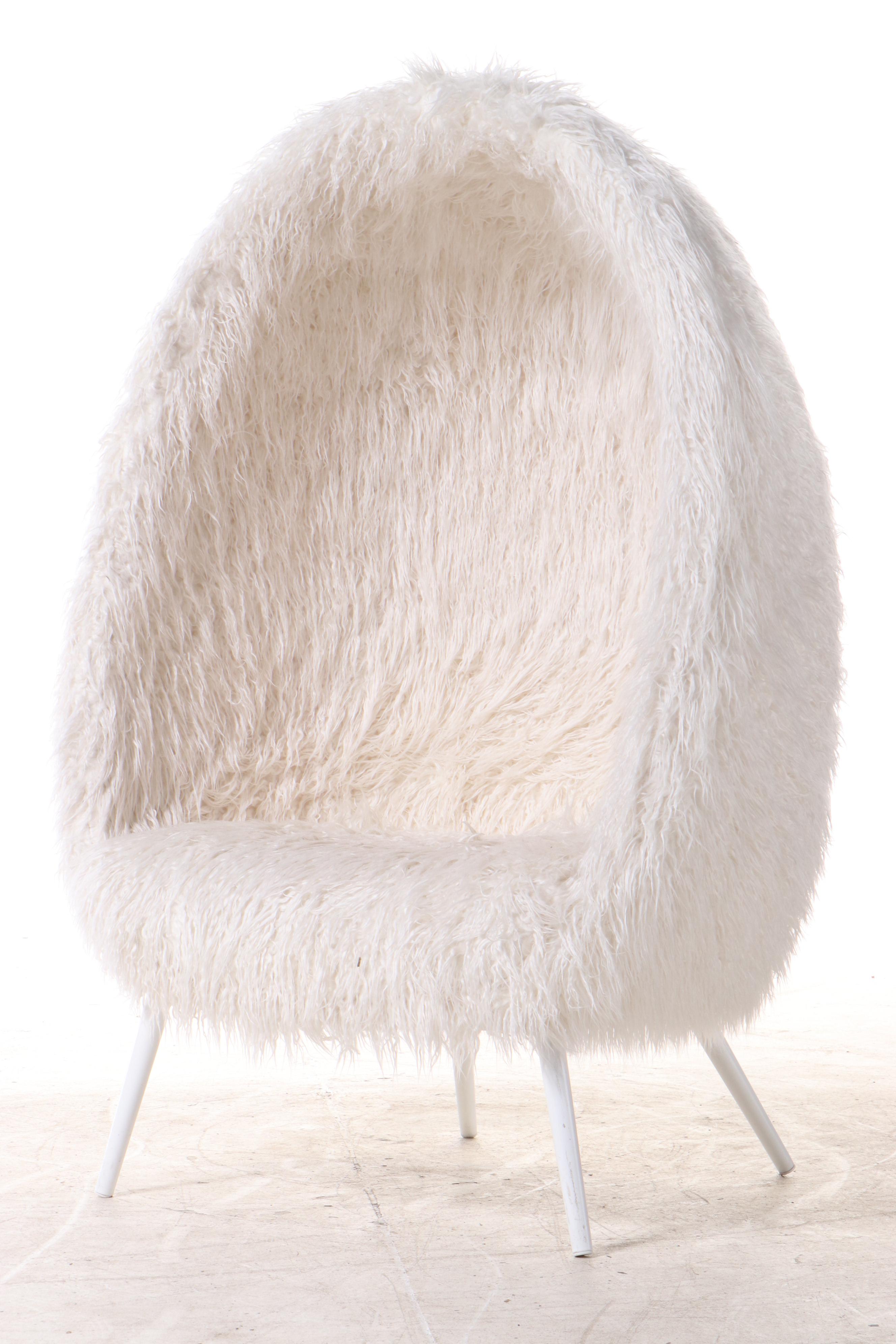Pottery Barn Teen "Furlicious" Cave Chair Plus Faux-Fur Ottoman