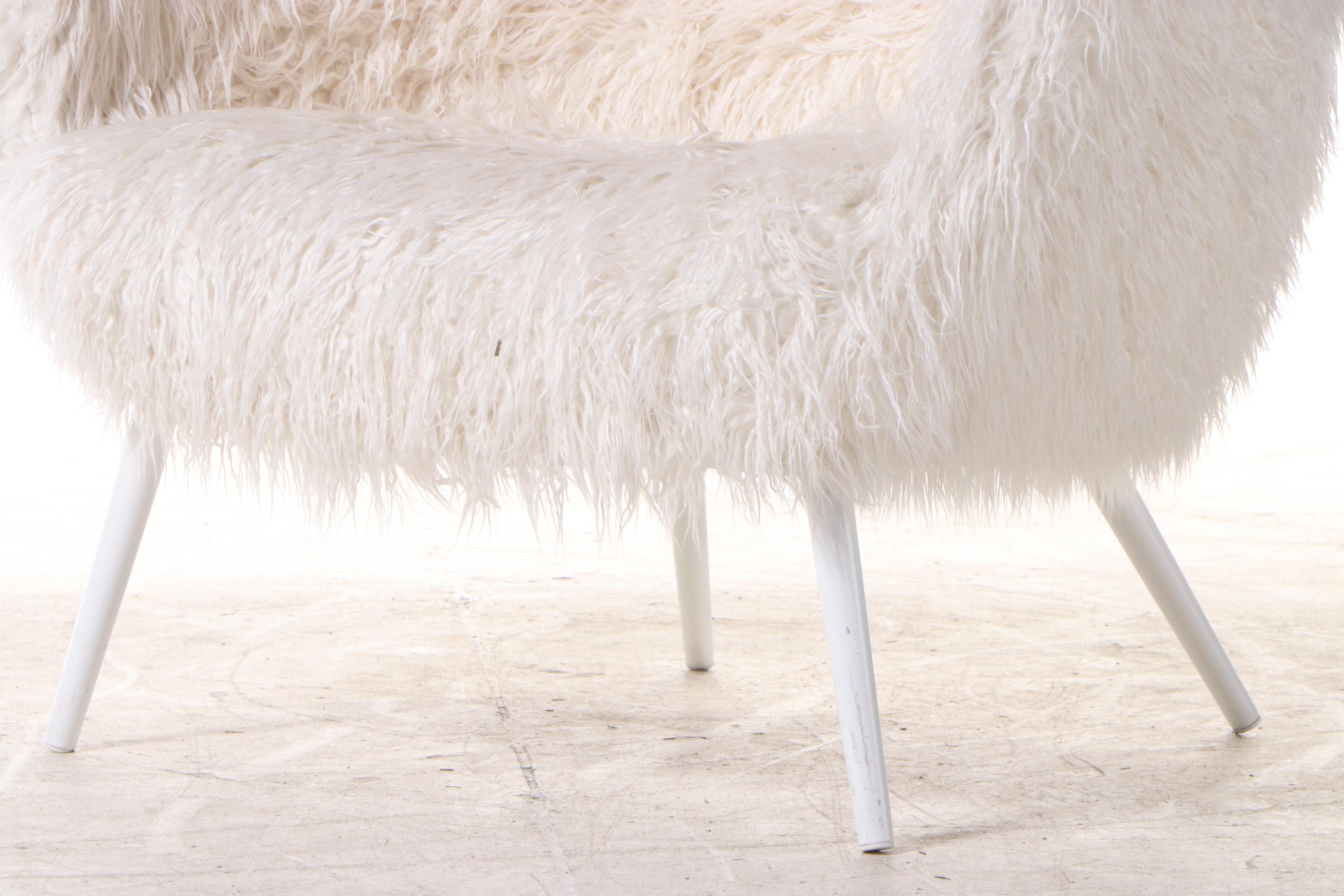 Pottery Barn Teen "Furlicious" Cave Chair Plus Faux-Fur Ottoman